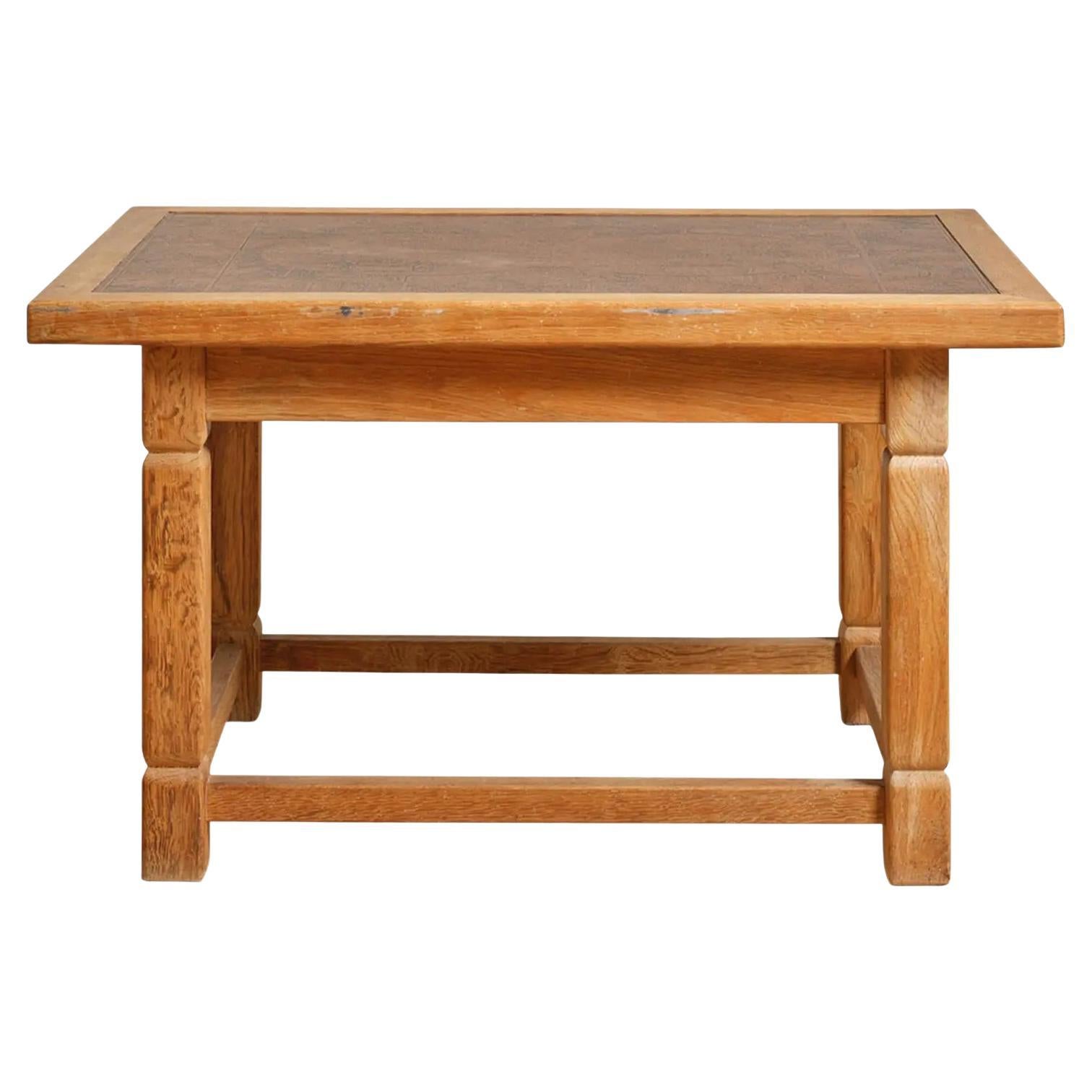 1970s Danish Modern Oak & Copper Cocktail Table