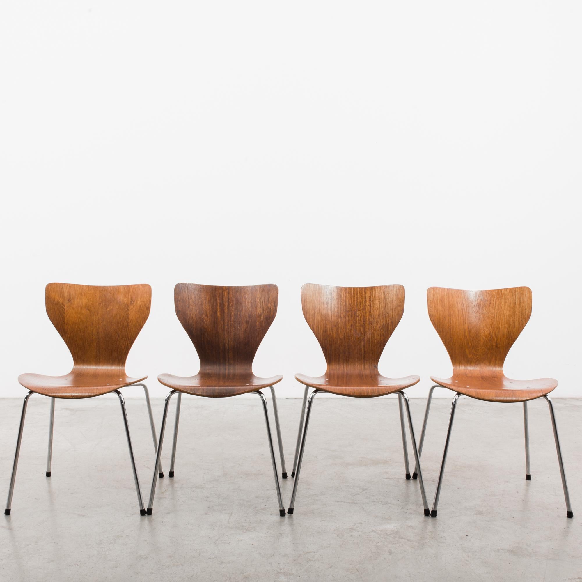 1970s Danish Modern Plywood Chairs, Set of Four 2