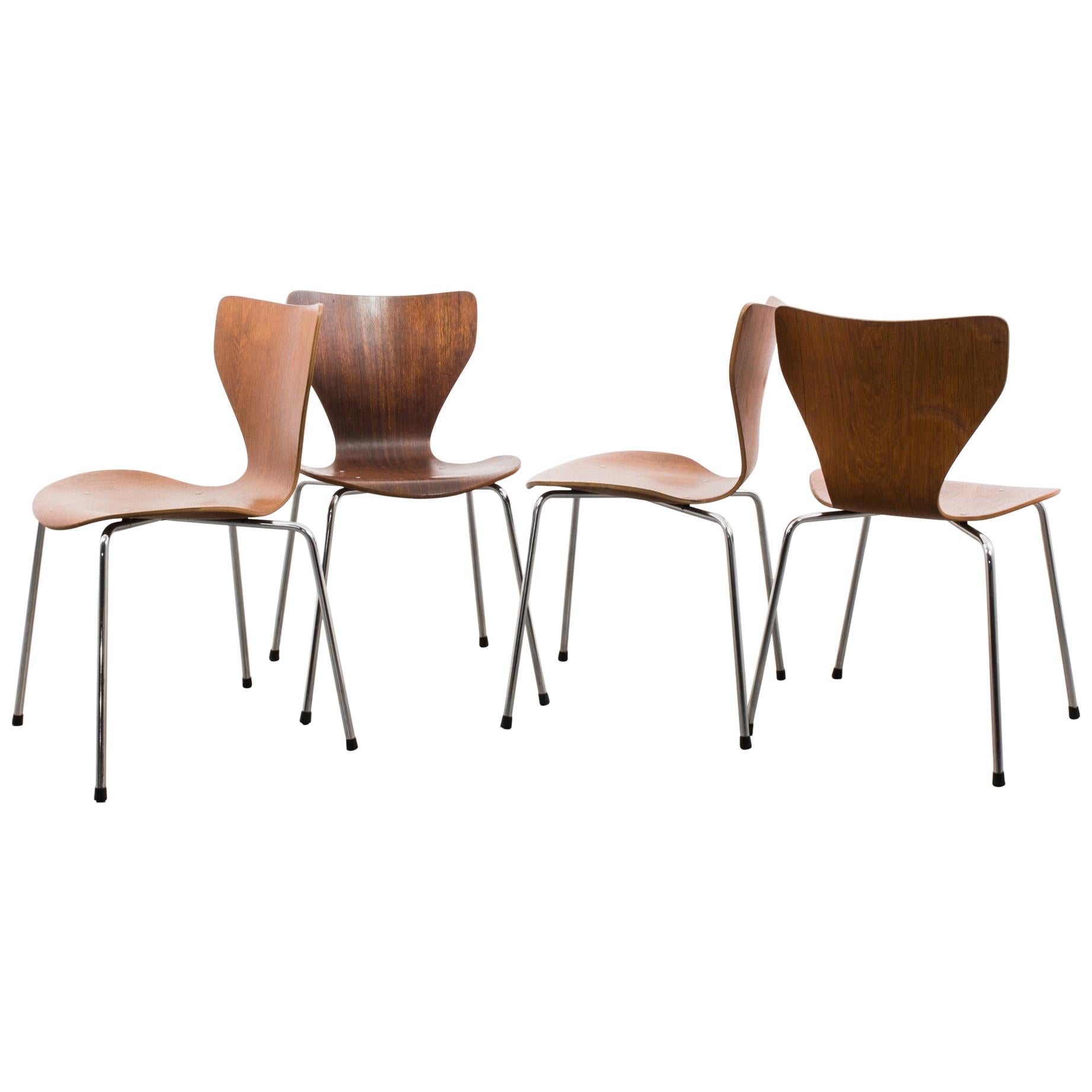Czech Bent Plywood Chairs from Holesov, 1970s, Set of Four For Sale at ...