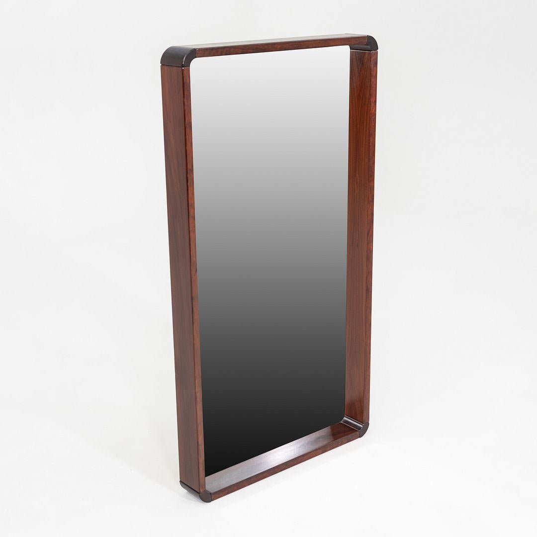 1970s Danish Modern Rosewood Mirror with Rounded Edges 27.5x51