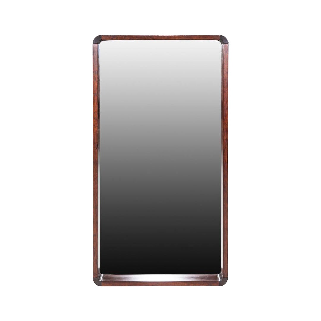 1970s Danish Modern Rosewood Mirror with Rounded Edges 27.5x51" For Sale