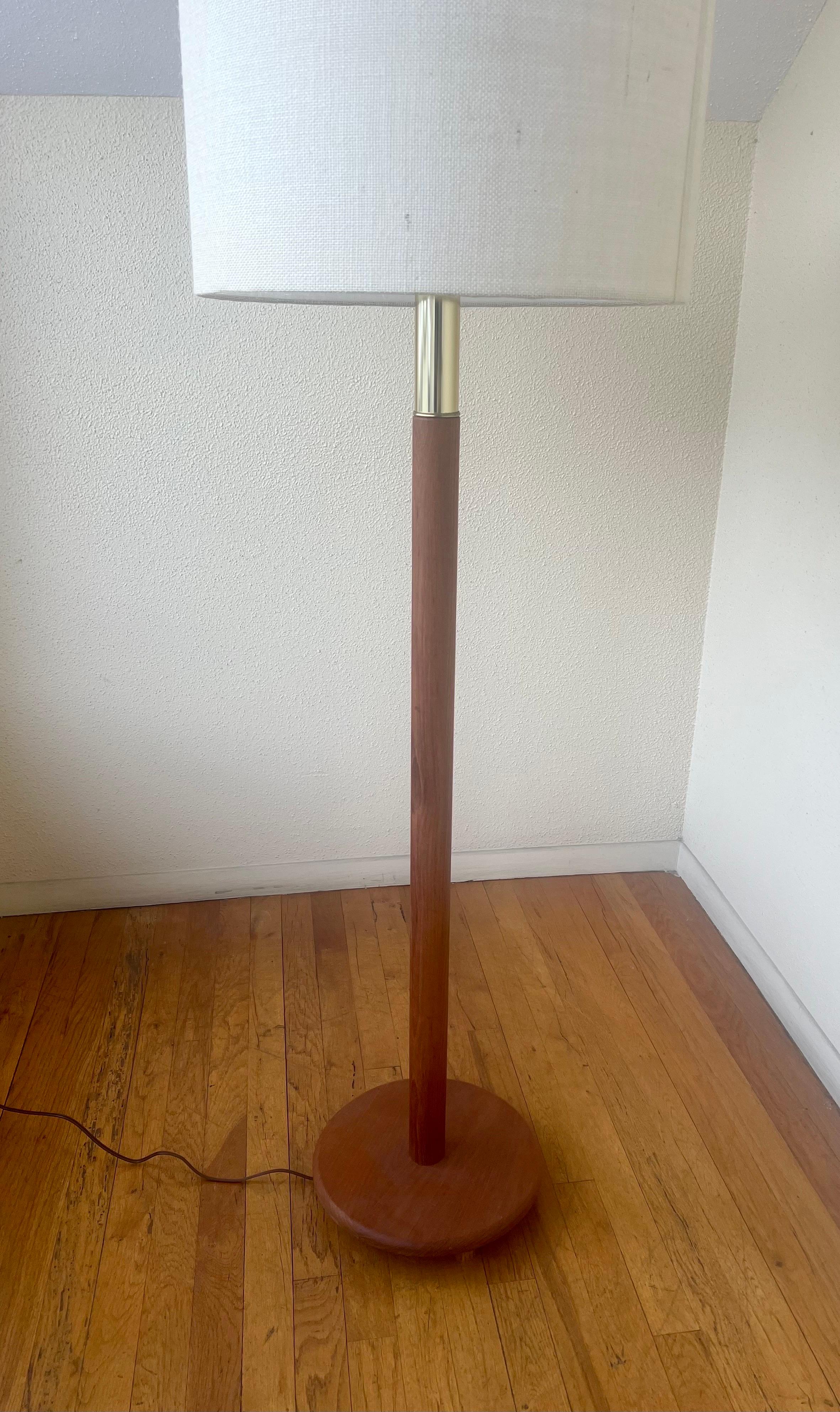 20th Century 1970s Danish Modern Solid Teak & Brass Floor Lamps 2 Available For Sale