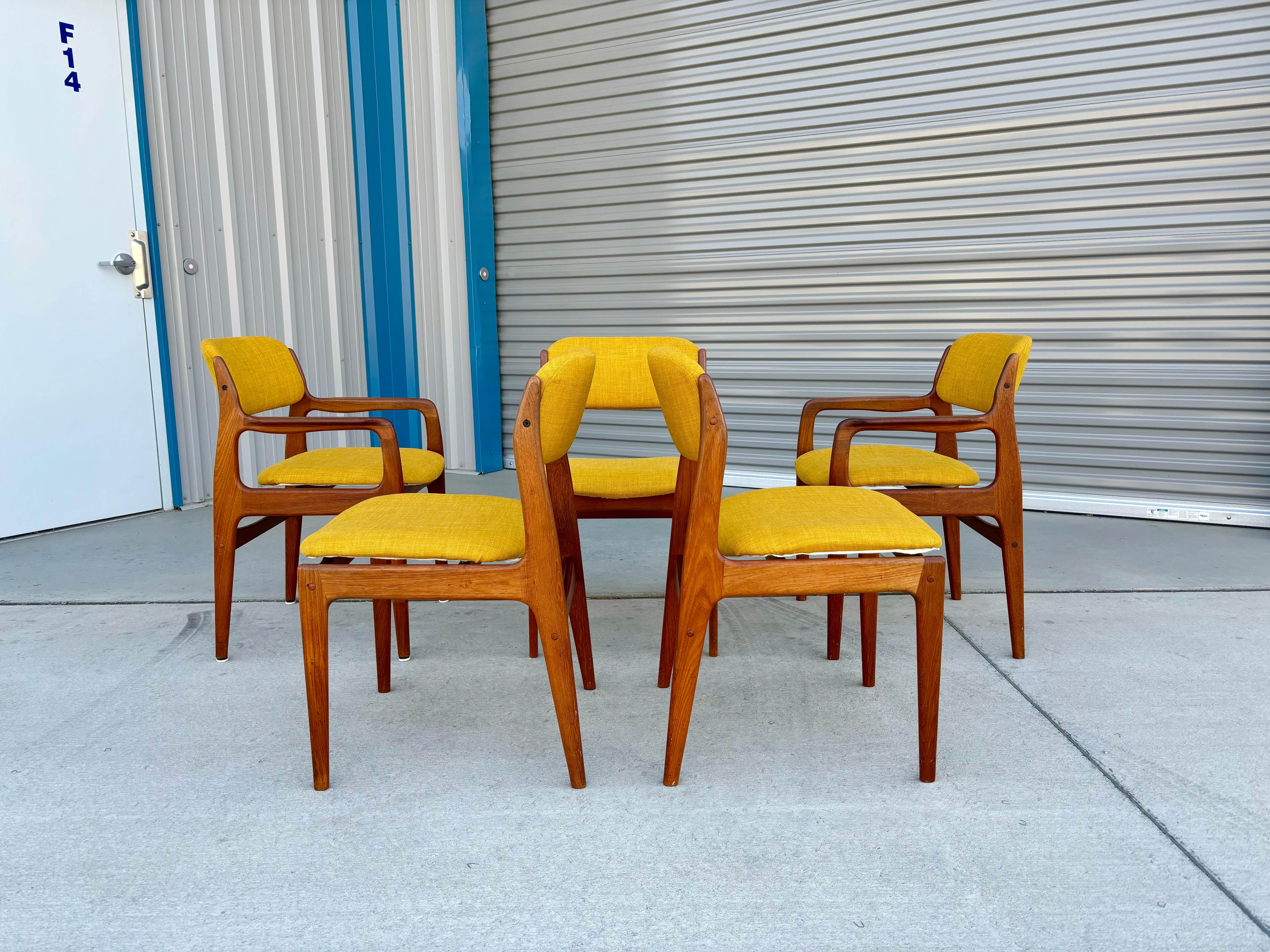 Fabric 1970s Danish Modern Teak Dining Chairs For Sale
