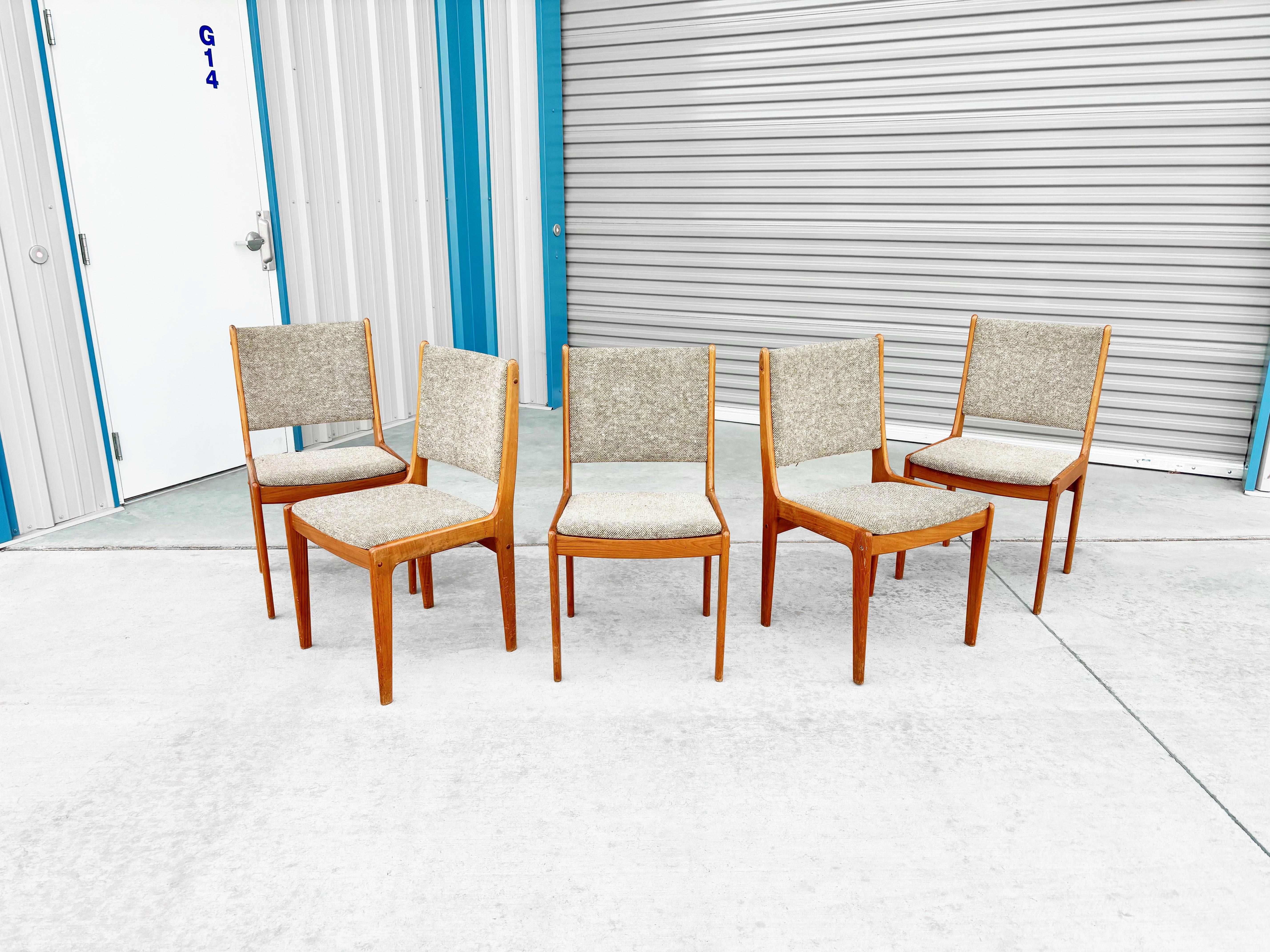 Fabric 1970s Danish Modern Teak Dining Chairs Styled After Johannes Andersen- Set Of 6