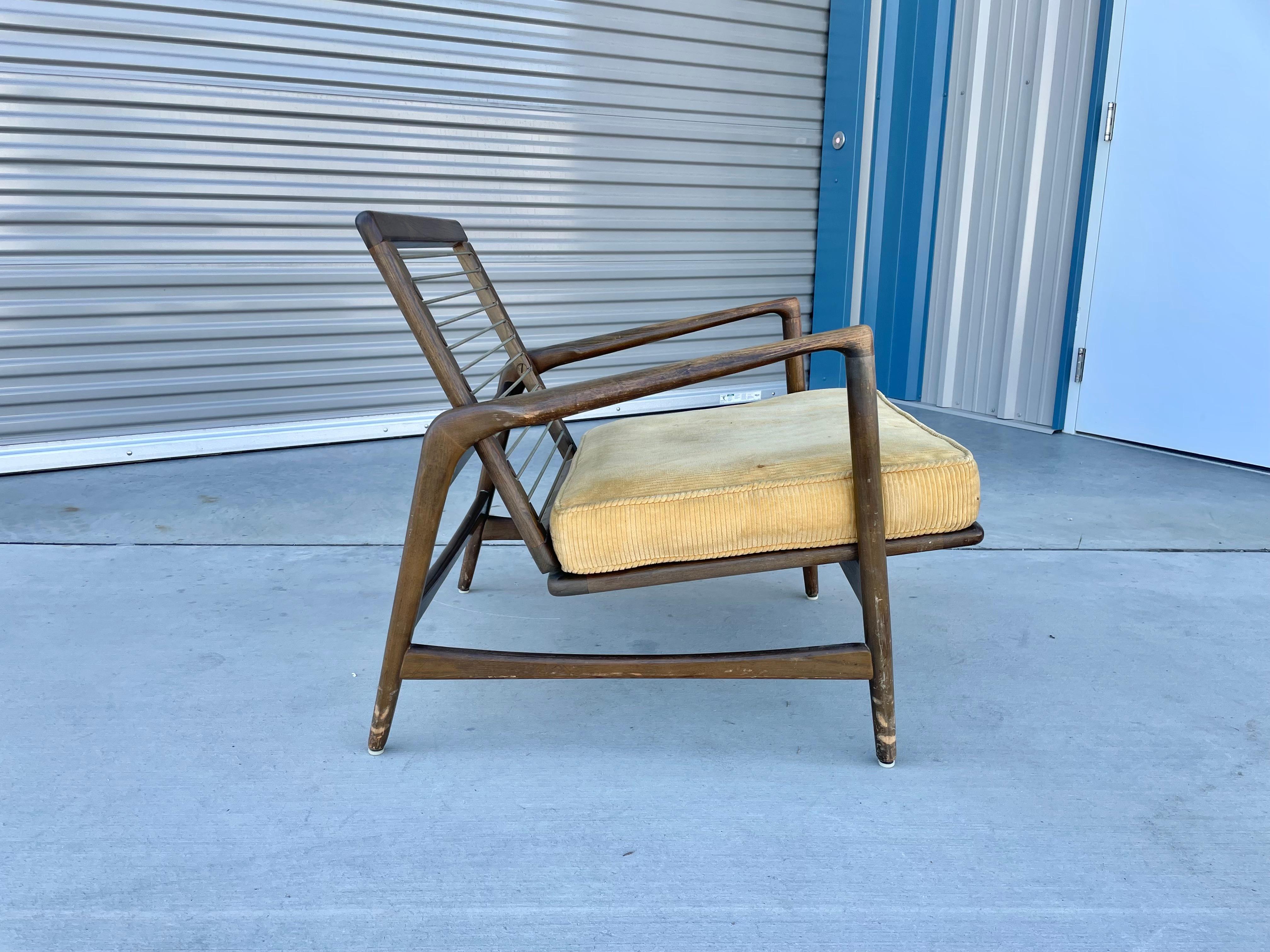 Fabric 1970s Danish Modern Teak Lounge Chair Styled After Ib Kofod Larsen For Sale