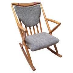 Fauteuil à bascule danois moderne en teck des années 1970 par Benny Linden