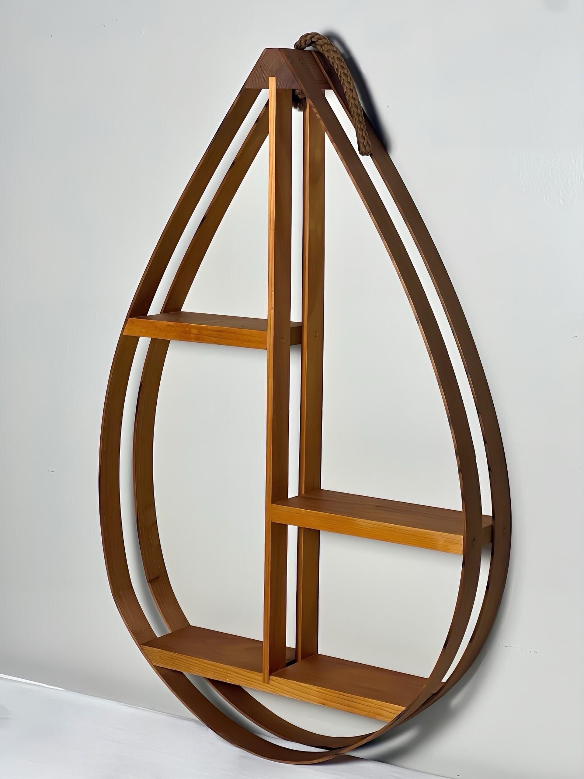 Scandinavian Modern 1970s Danish Modern Teardrop Bentwood Wall Shelf Curios, Pair For Sale