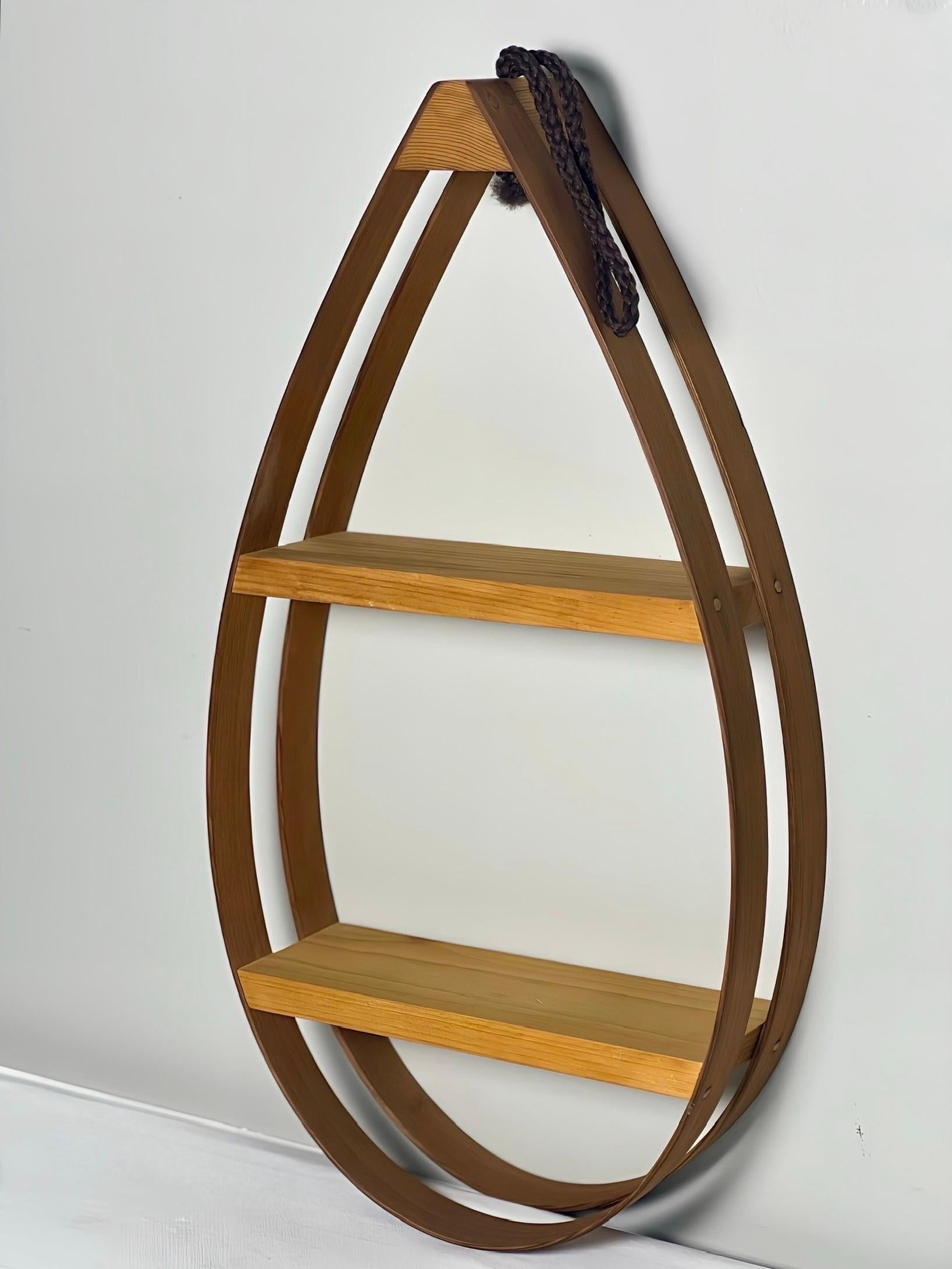 Joinery 1970s Danish Modern Teardrop Bentwood Wall Shelf Curios, Pair For Sale