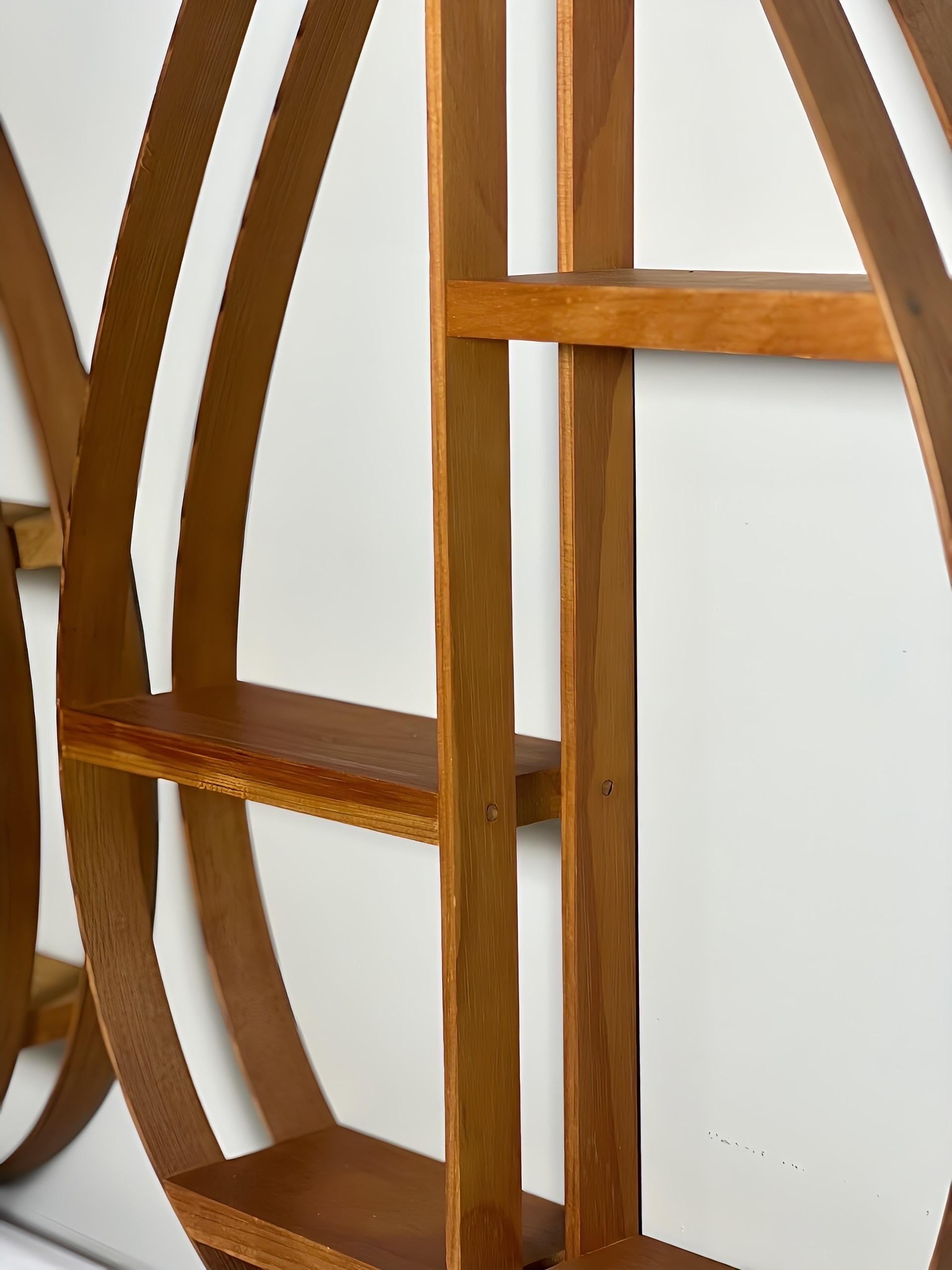 Rope 1970s Danish Modern Teardrop Bentwood Wall Shelf Curios, Pair For Sale