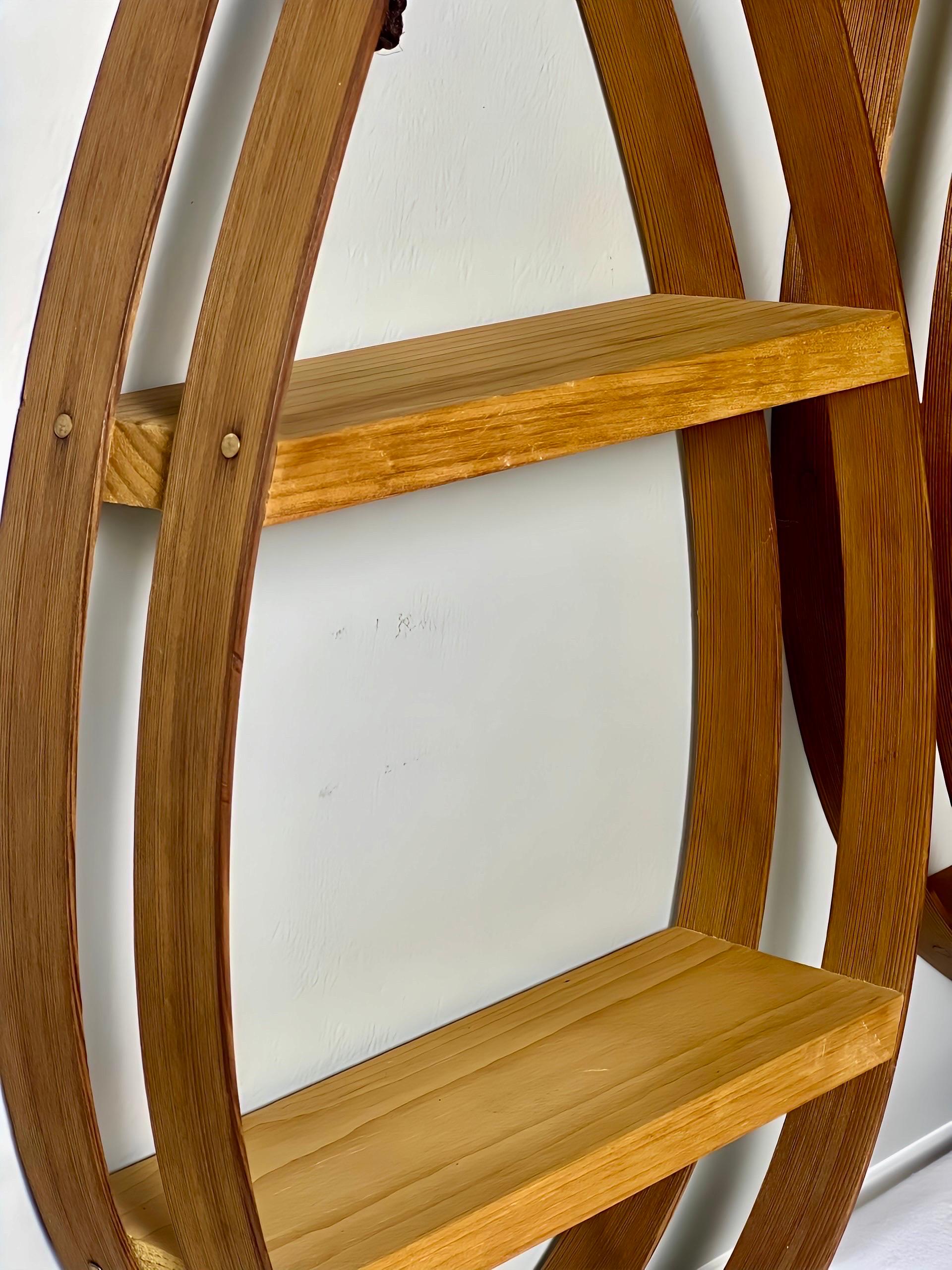 1970s Danish Modern Teardrop Bentwood Wall Shelf Curios, Pair For Sale 1