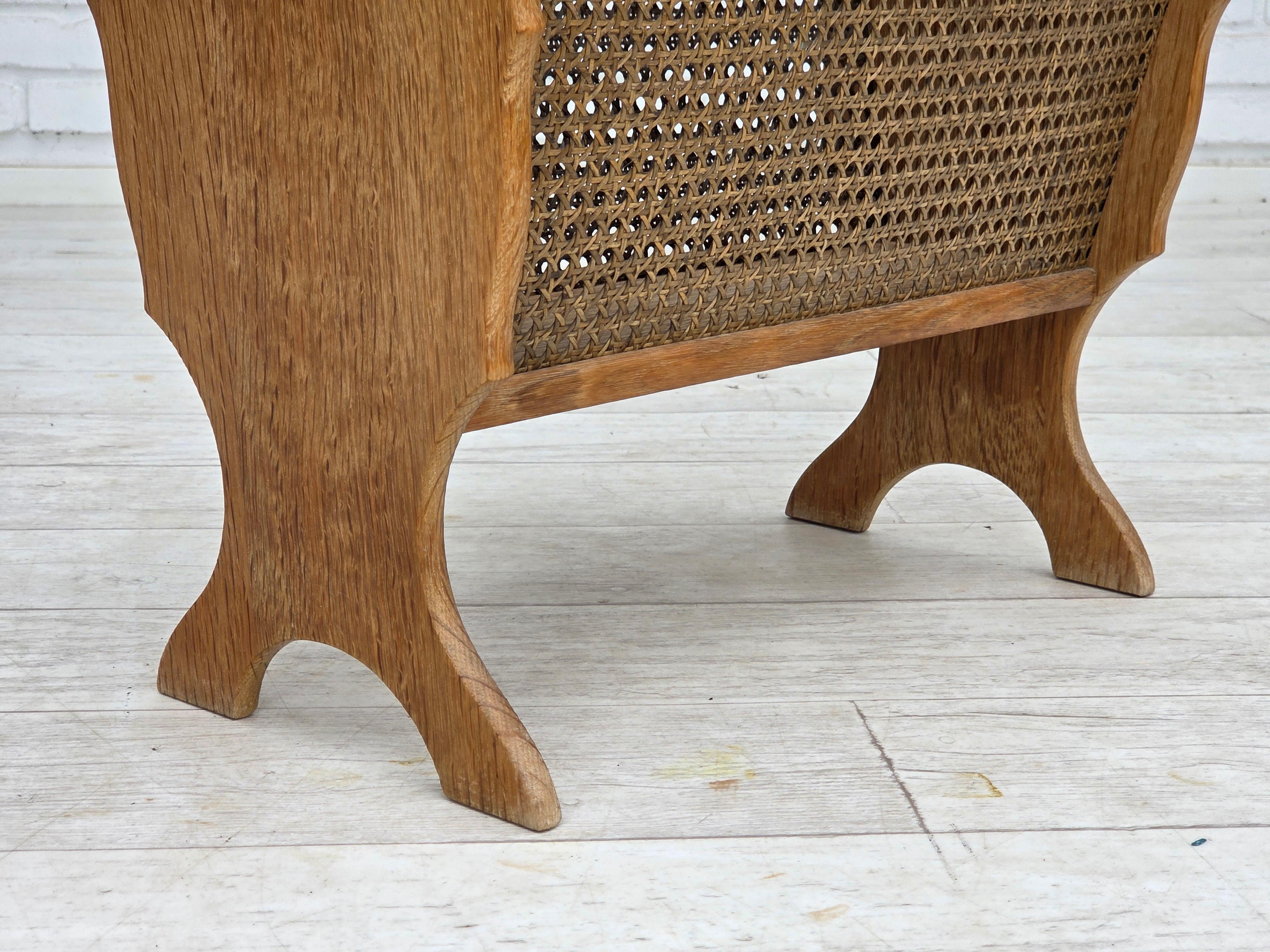 1970s, Danish newspaper holder, solid oak wood, furniture mesh. For Sale 1