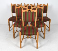 1970s Danish Oak Dining Chairs in the Style of Henning Kjærnulf, Set of 6