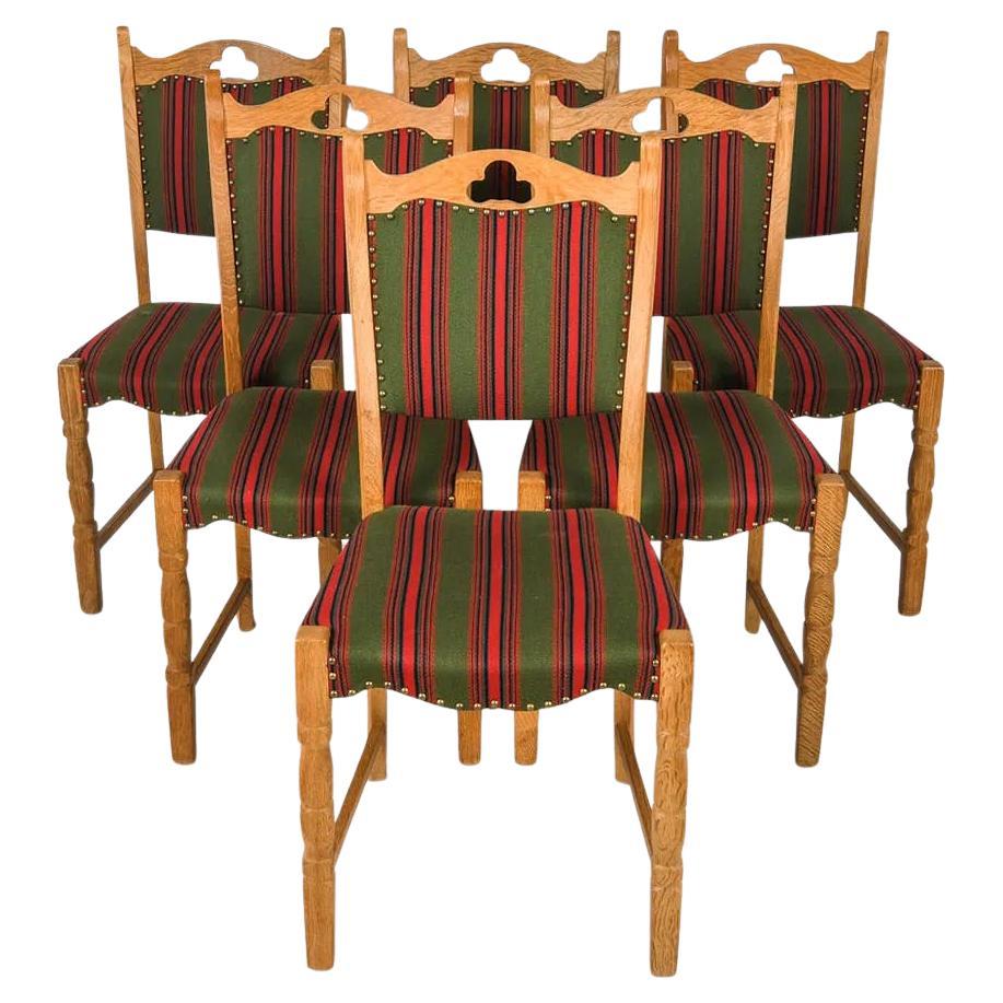 1970s Danish Oak Dining Chairs in the Style of Henning Kjærnulf, Set of 6