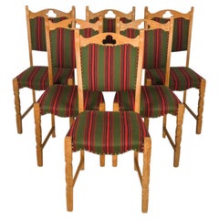 1970s Danish Oak Dining Chairs in the Style of Henning Kjærnulf, Set of 6 1970s Danish Oak Dining Chairs in the Style of Henning Kjærnulf, Set of 6