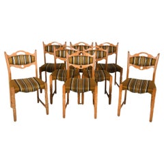1970s Danish Oak Dining Chairs in the Style of Henning Kjærnulf, Set of 8