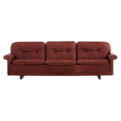 1970s Danish Oxblood Leather Sofa in the Style of De Sede by Thams Kvalitet