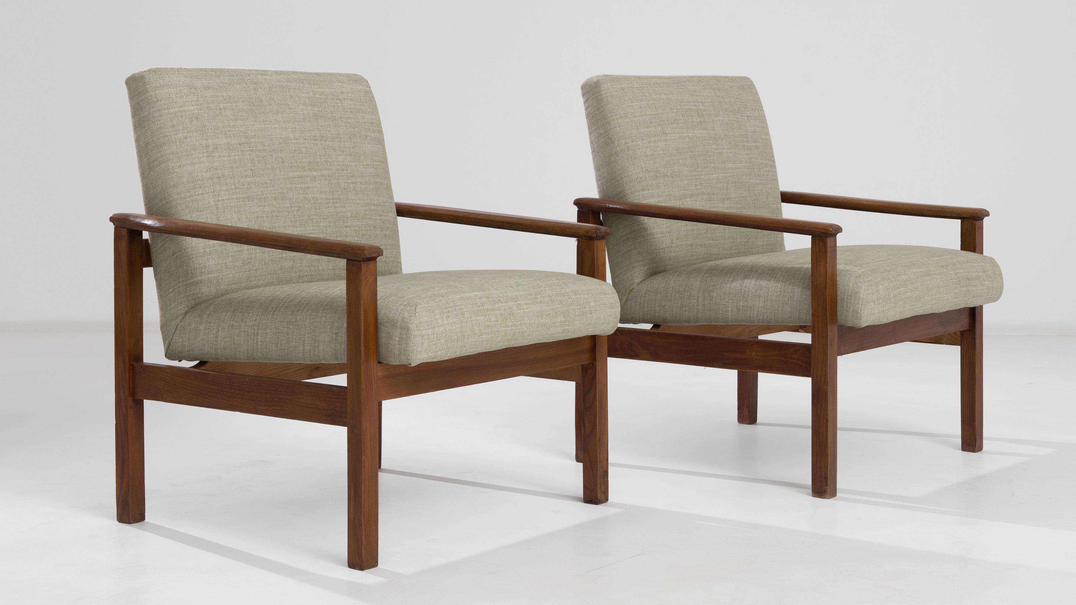 1970s Danish Pair of Wooden Armchairs In Good Condition For Sale In High Point, NC