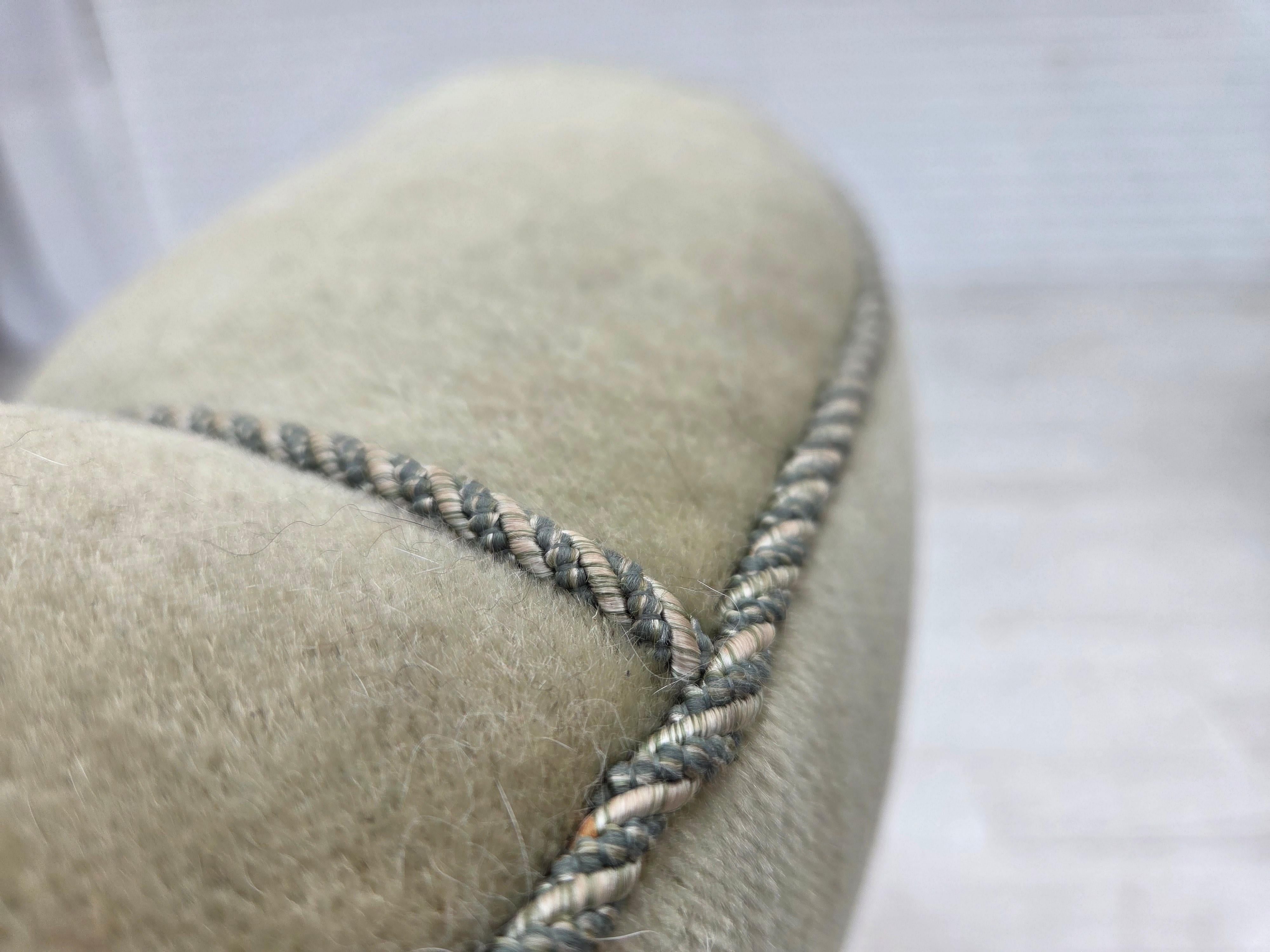 1970s, Danish relax armchair, light green furniture velour, original condition. For Sale 13