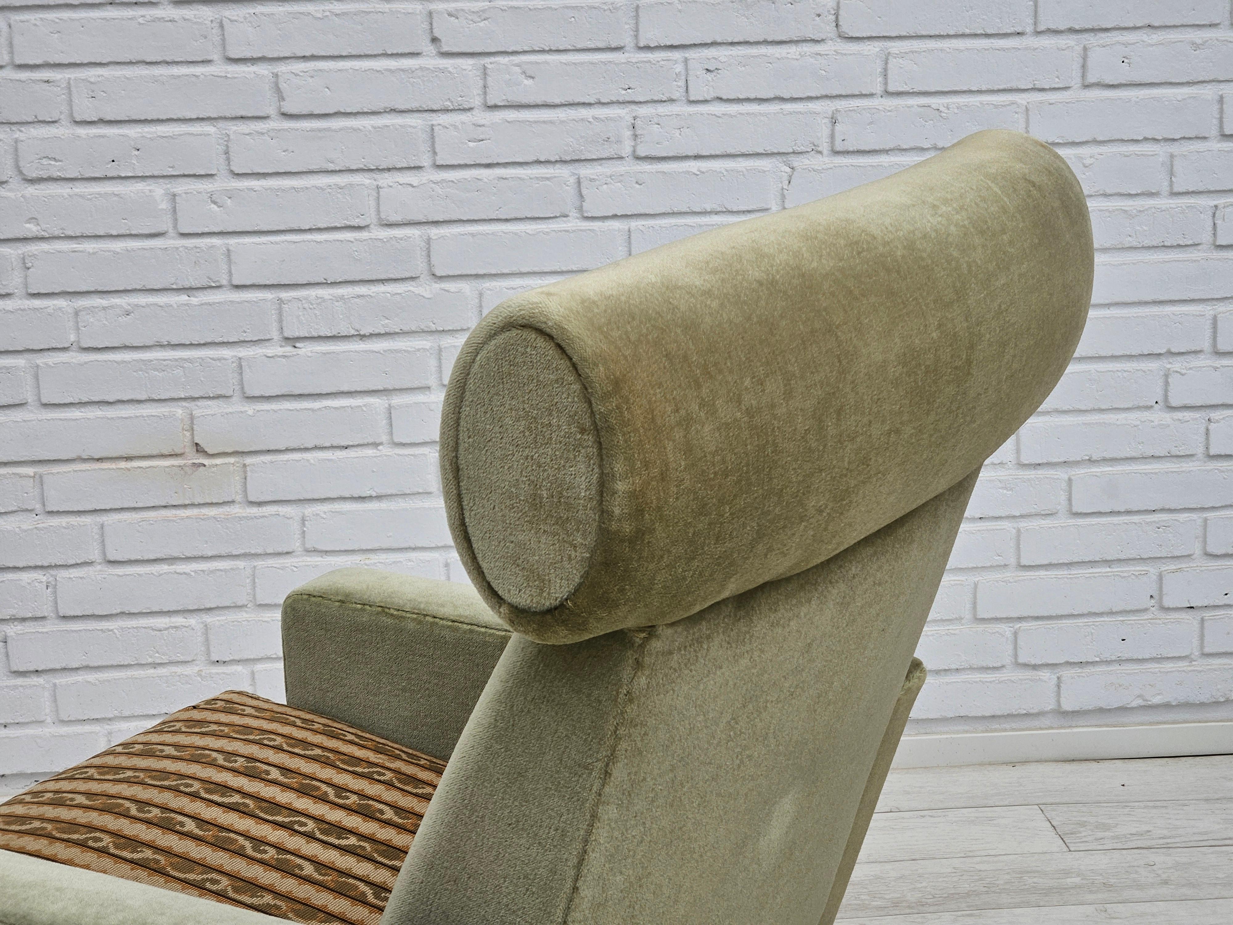 Dänischer relax-Stuhl, Originalzustand, 1970er Jahre, Möbelgarnitur, geflochtener Stoff. im Angebot 8
