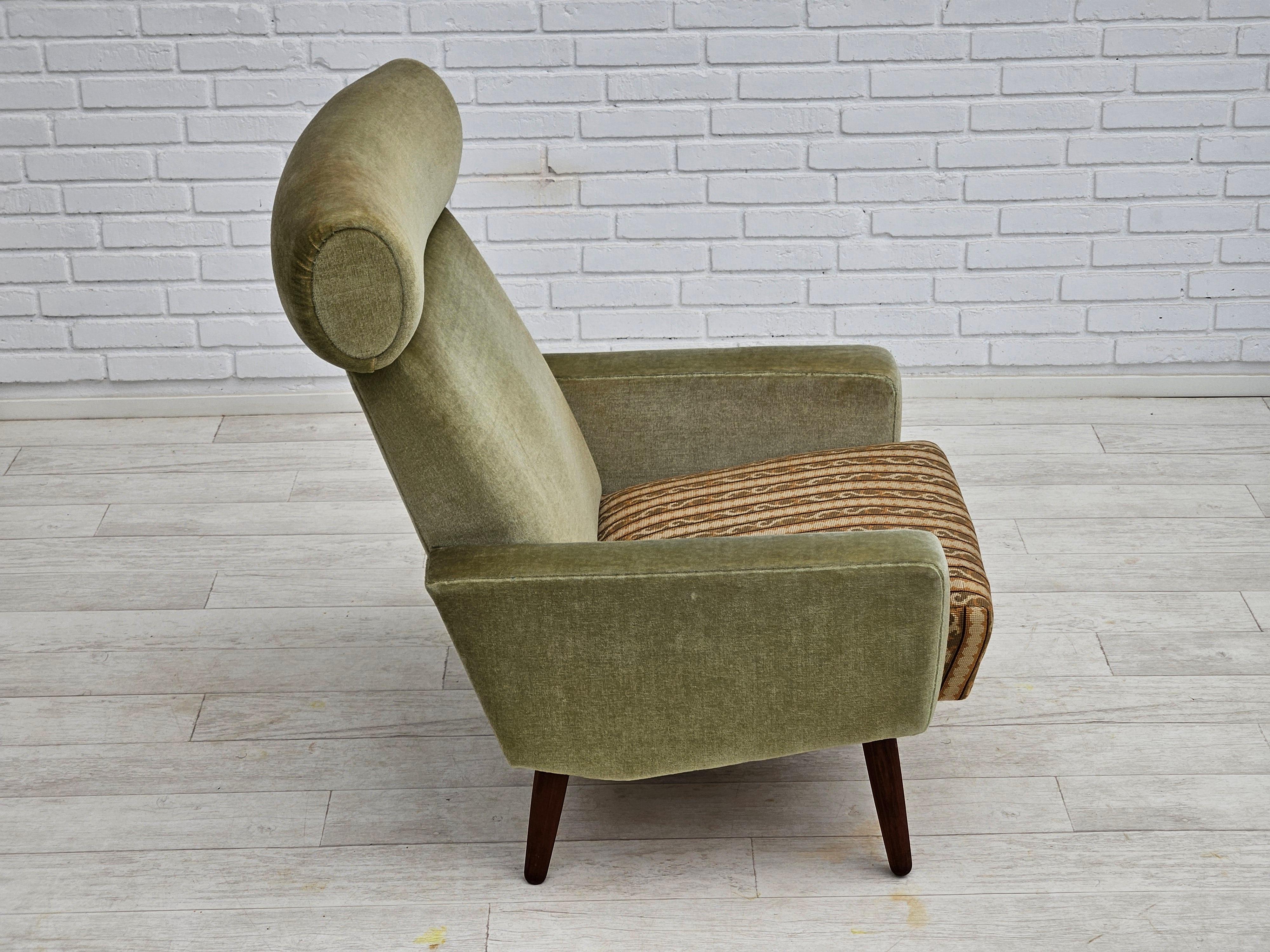 Dänischer relax-Stuhl, Originalzustand, 1970er Jahre, Möbelgarnitur, geflochtener Stoff. im Angebot 12