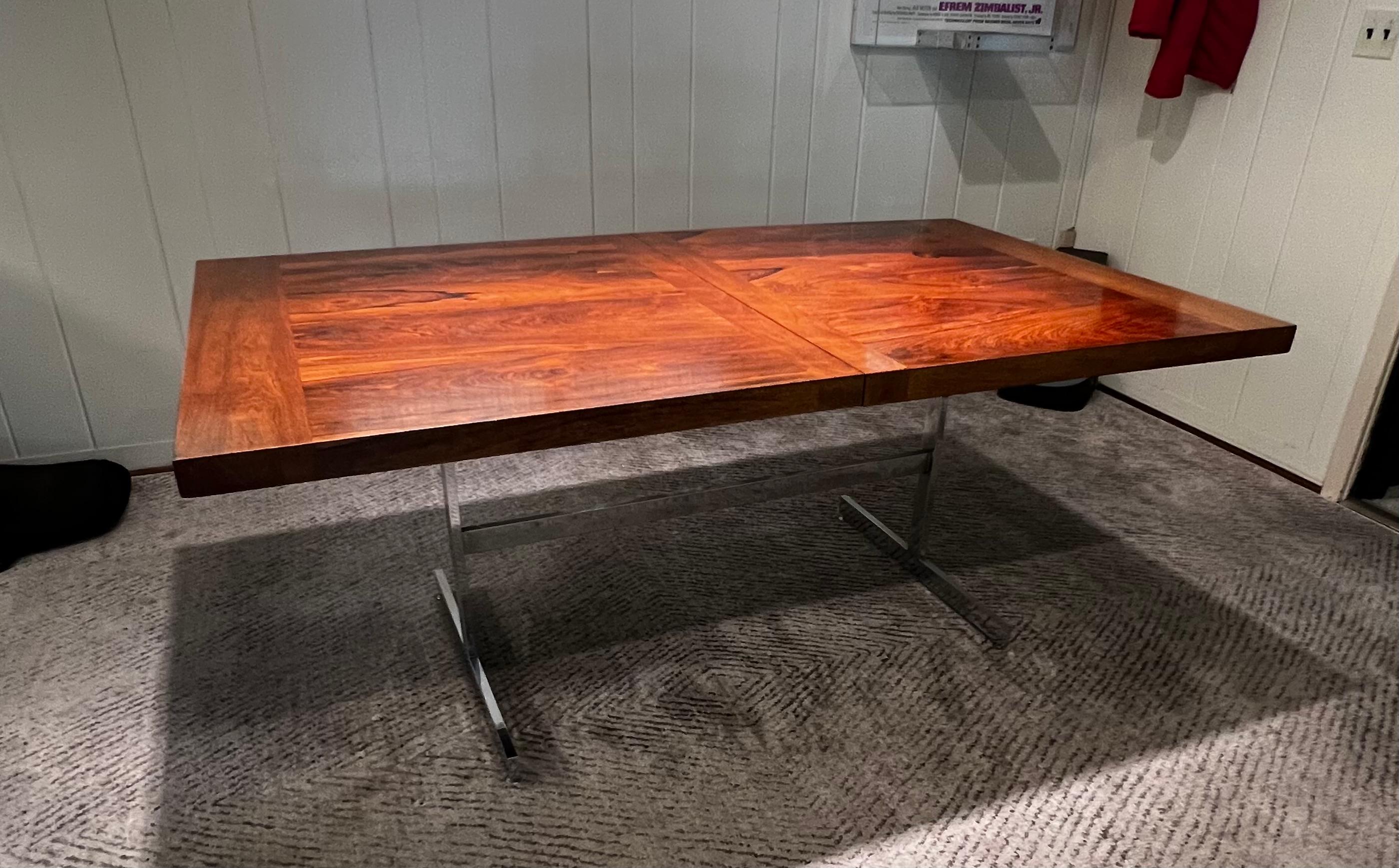 Scandinavian 1970s Danish Rosewood Extension Dining Table Attributed to Milo Baughman