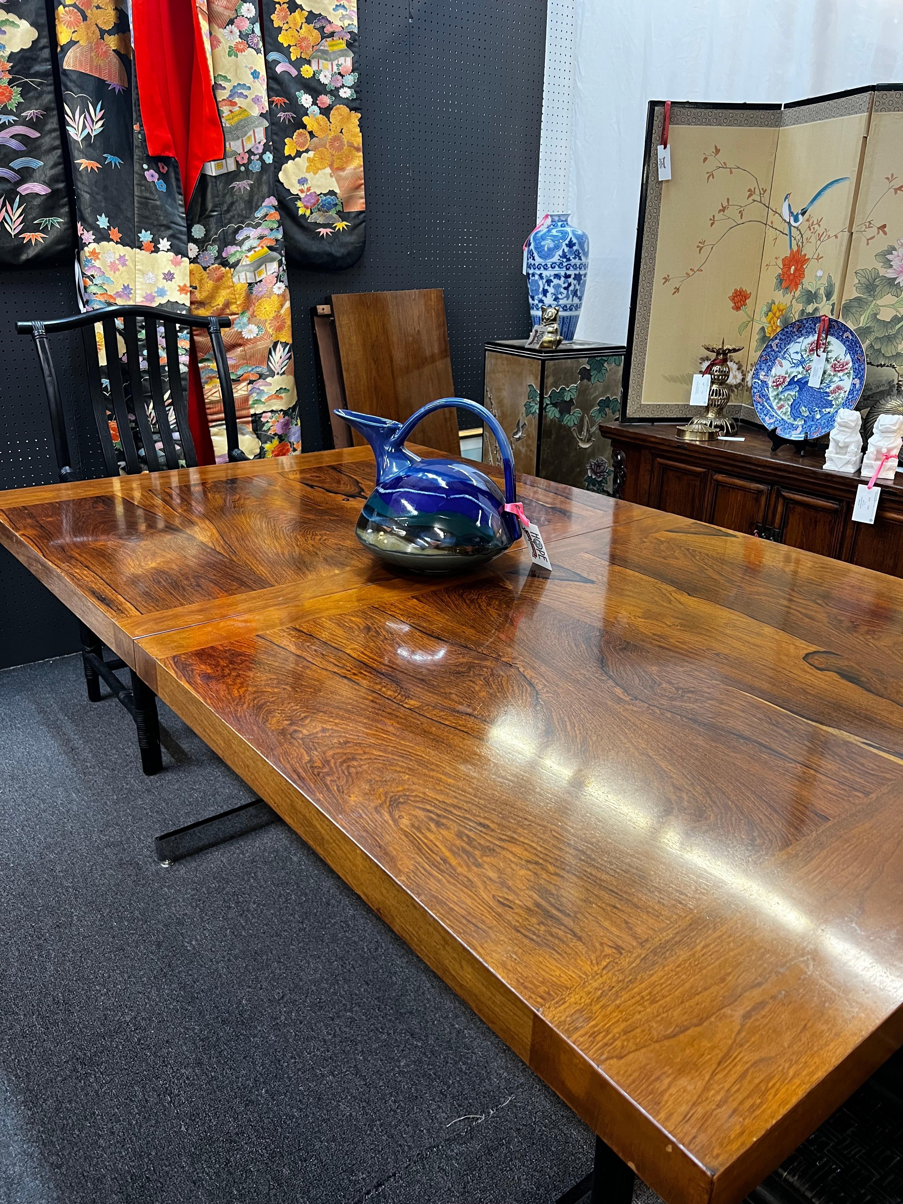 1970s Danish Rosewood Extension Dining Table Attributed to Milo Baughman 1