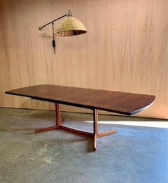 1970s Danish Rosewood Pedestal Dining Table with Two Leaves