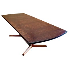 Vintage 1970s Danish Rosewood Pedestal Dining Table with Two Leaves
