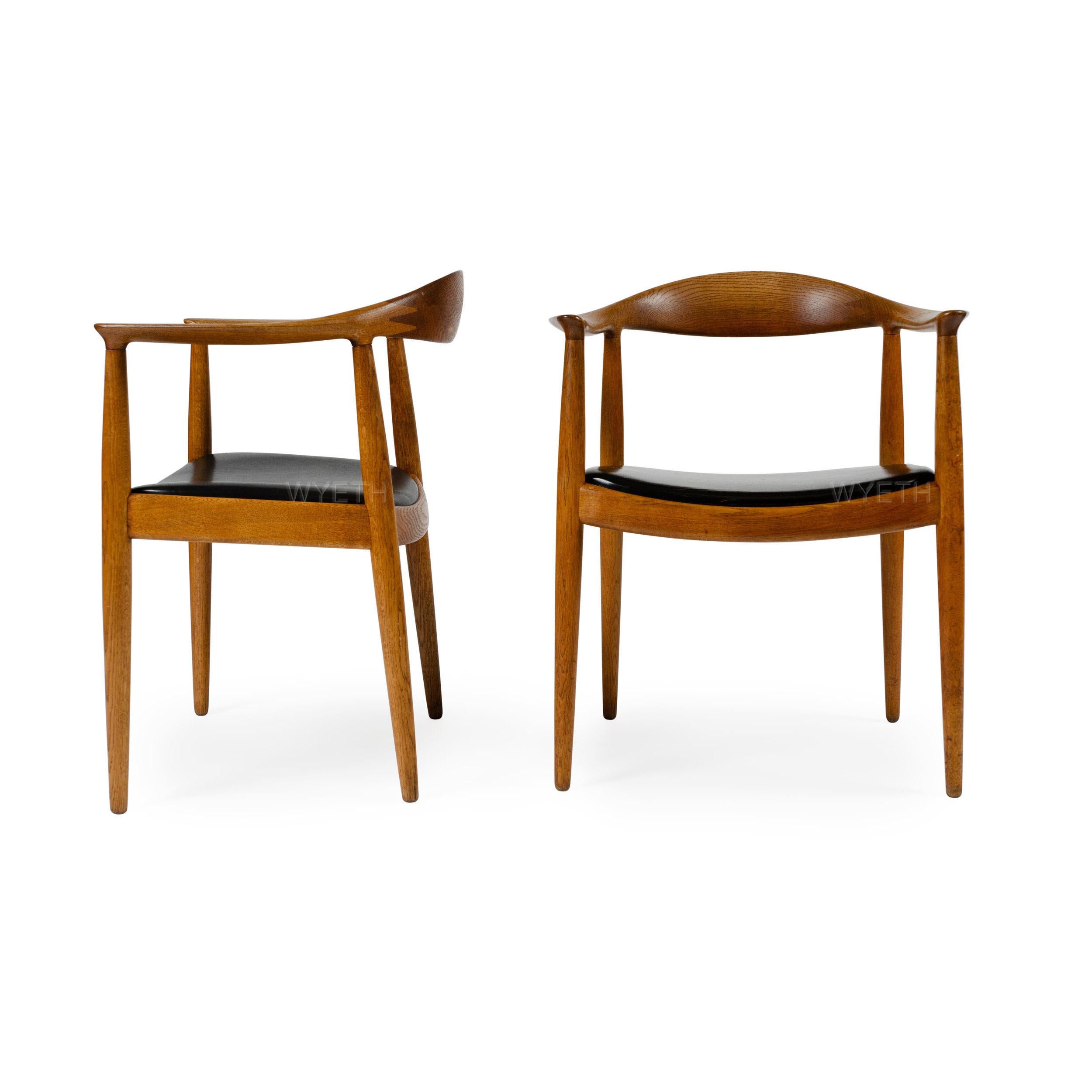 Dänischer runder Stuhl von Hans J. Wegner für Johannes Hansen, 1970er Jahre im Zustand „Gut“ im Angebot in Sagaponack, NY