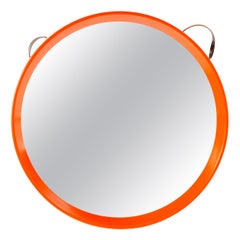 miroir rond danois des années 1970 avec bracelet en cuir