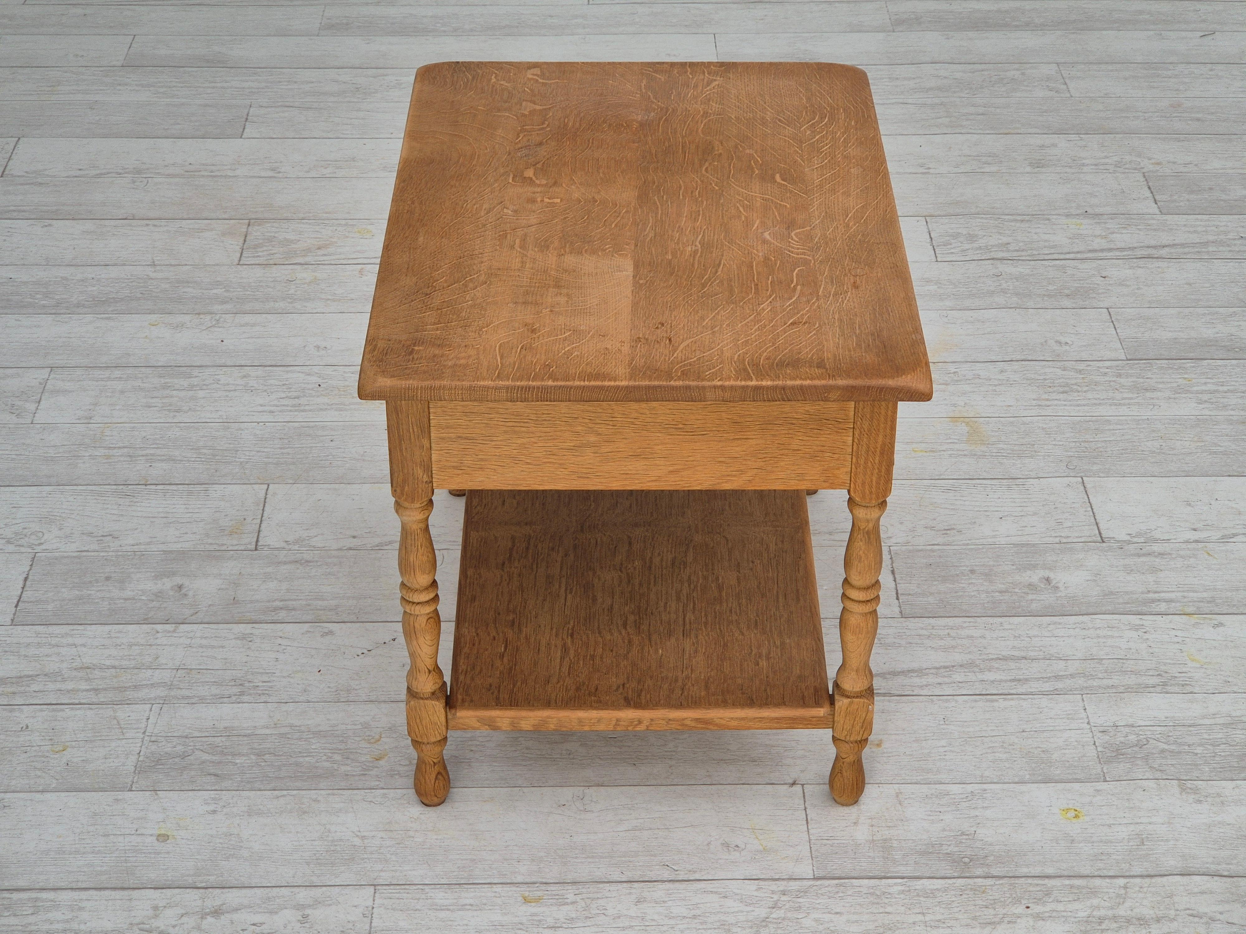1970s, Danish sewing chest of drawers, solid oak wood, rattan. 13