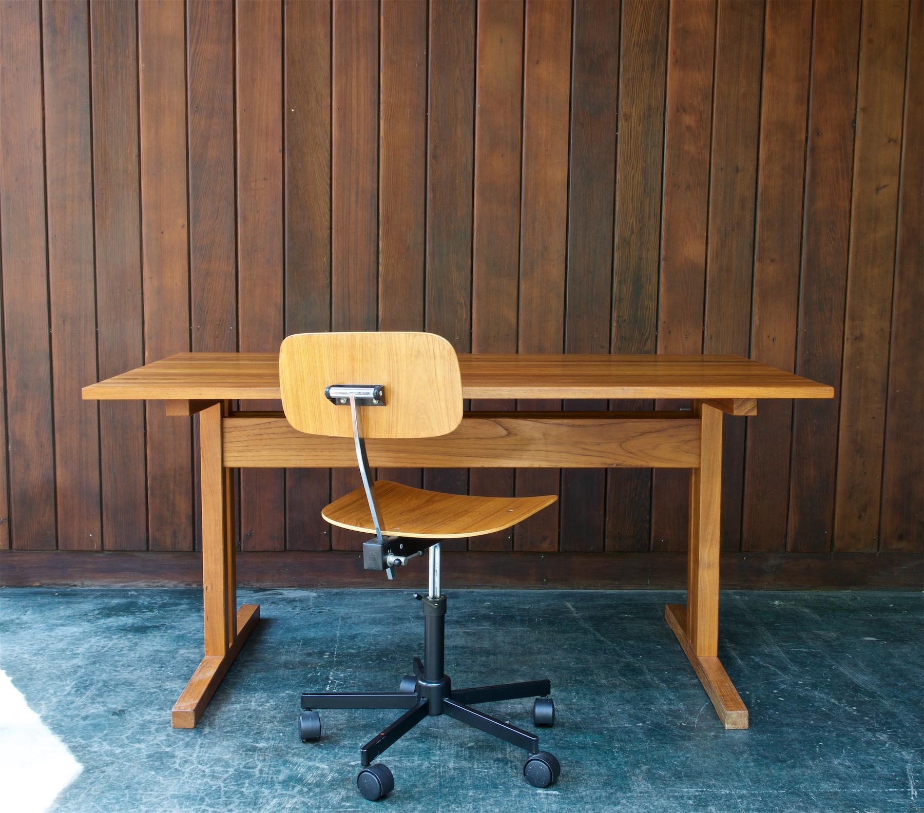 1960s Danish Solid Teak Shaker Desk Work Table Scandinavian Moller Perriand 2