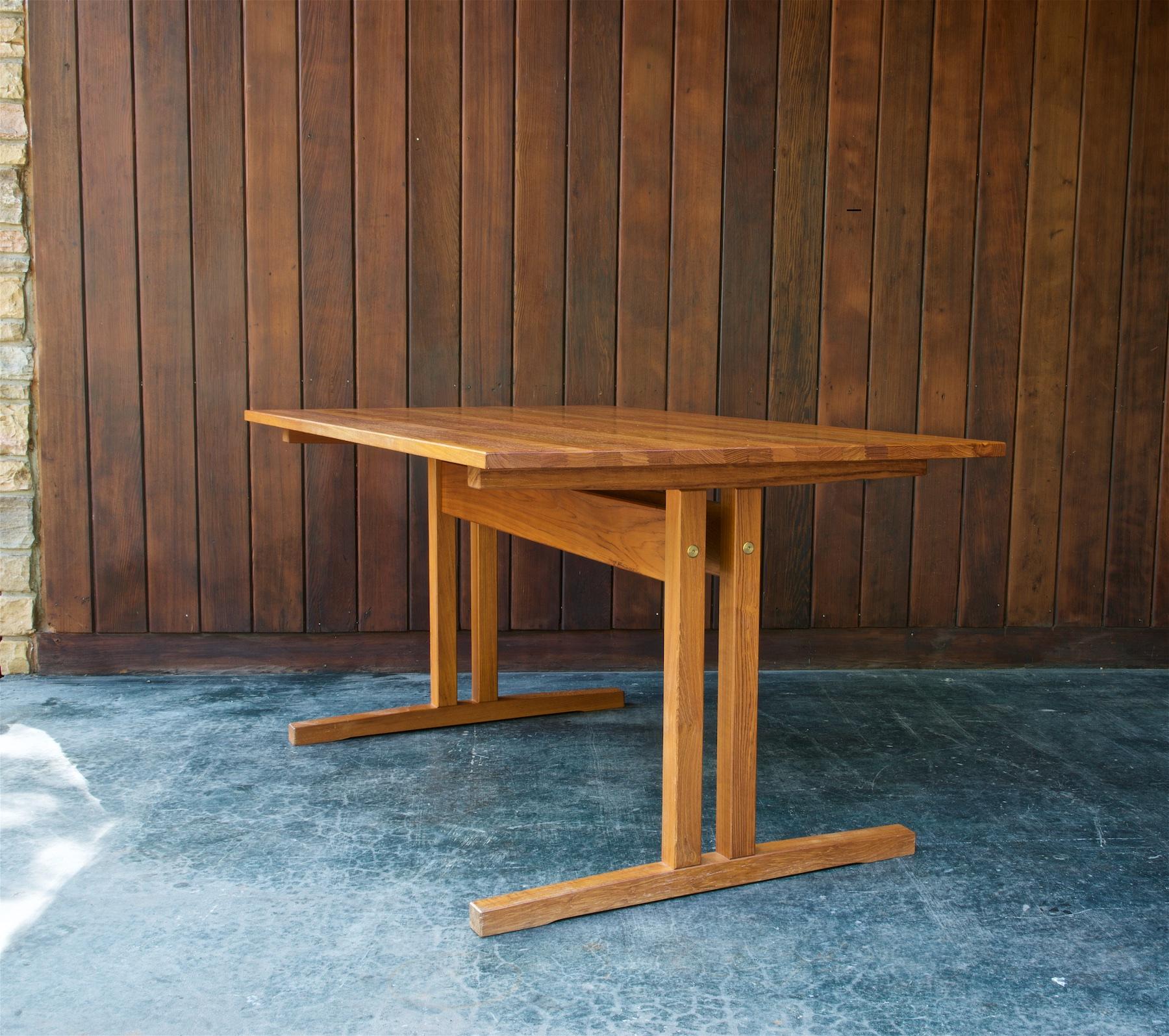 Scandinavian Modern 1960s Danish Solid Teak Shaker Desk Work Table Scandinavian Moller Perriand