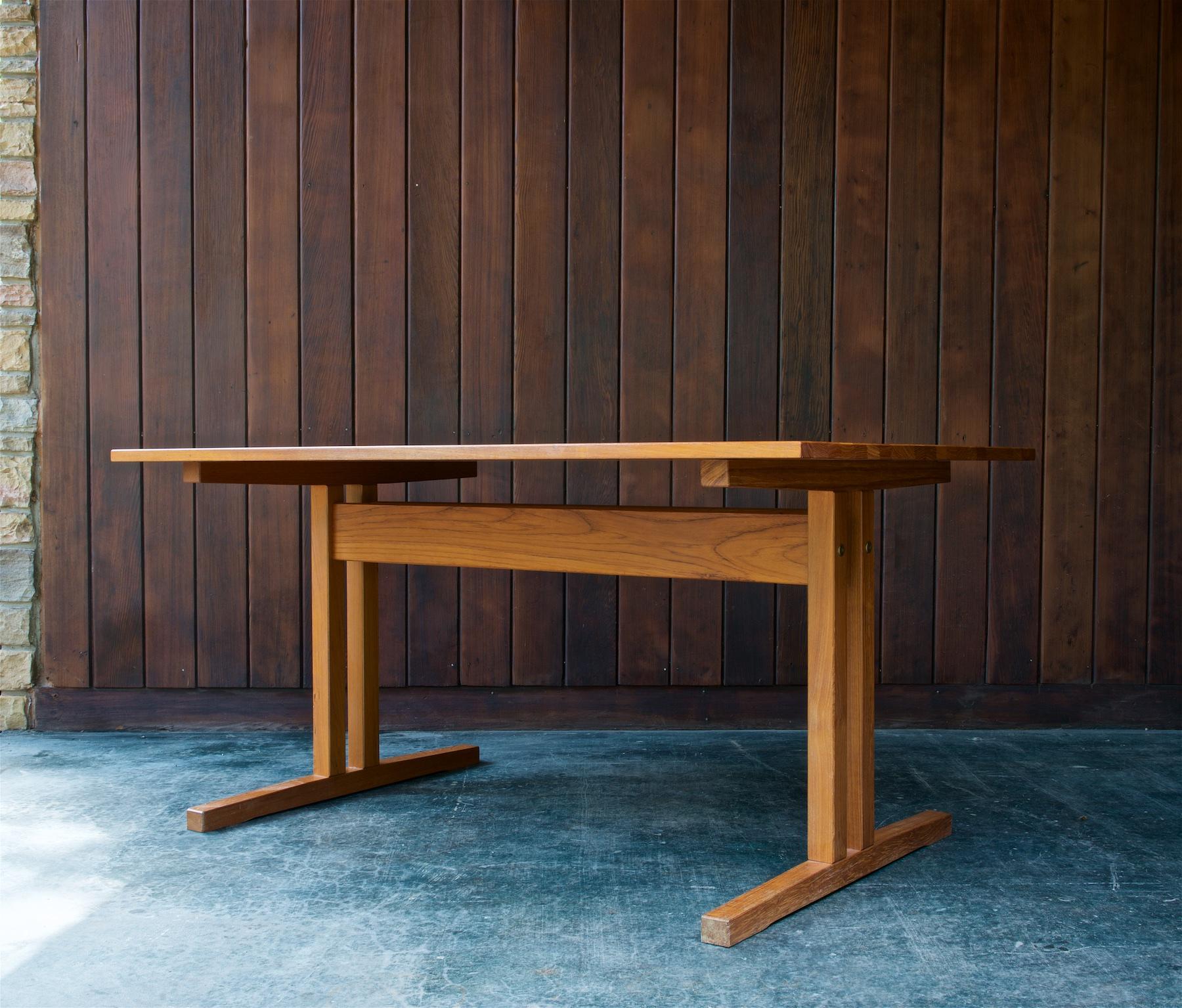 Oiled 1960s Danish Solid Teak Shaker Desk Work Table Scandinavian Moller Perriand