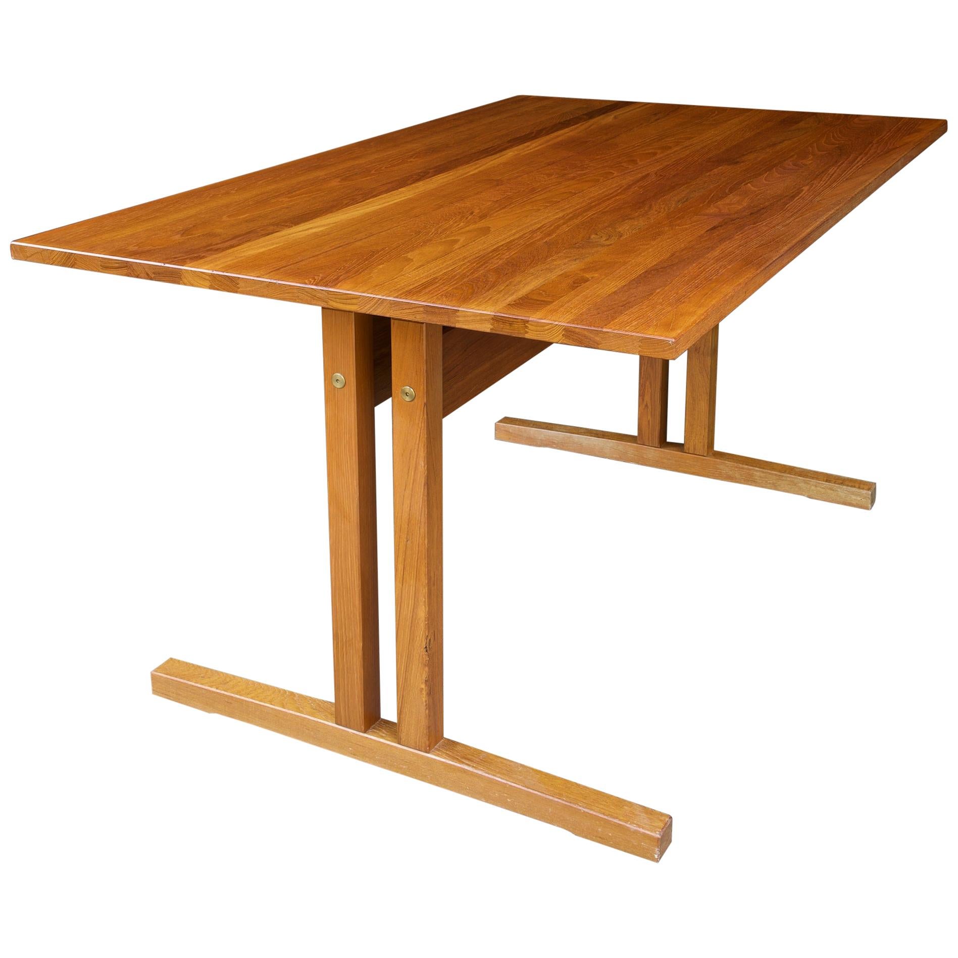 1960s Danish Solid Teak Shaker Desk Work Table Scandinavian Moller Perriand