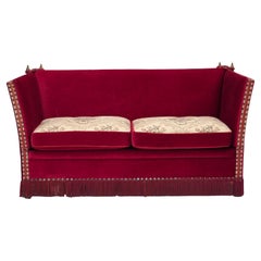 1970s, Danish "Spanish" sofa, furniture velour, ash wood legs.