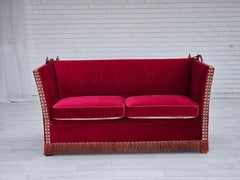 1970s, Danish "Spanish" sofa, original condition, furniture velour, ash wood.