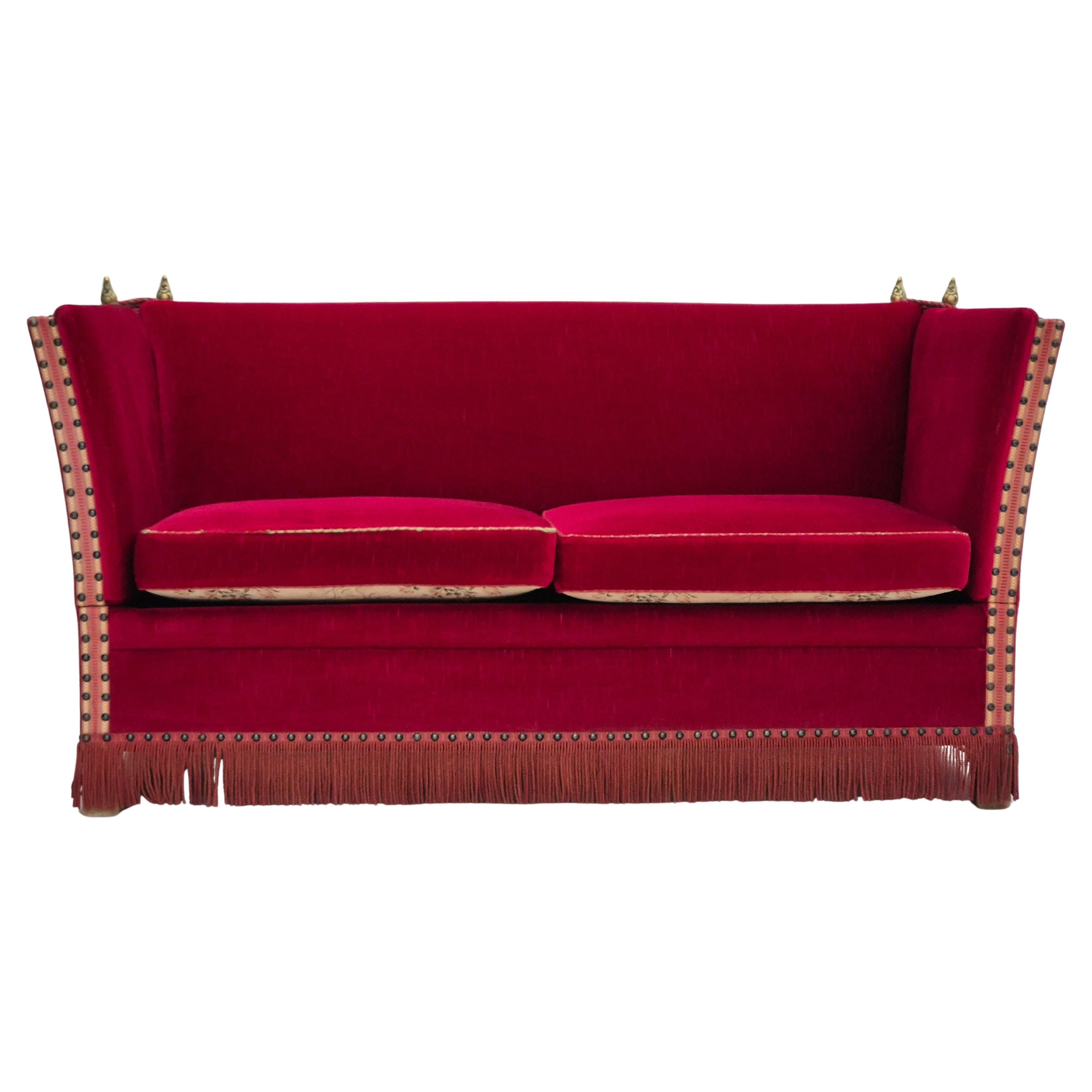 1970s, Danish "Spanish" sofa, original condition, furniture velour, ash wood.