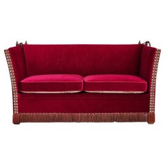 1970s, Danish "Spanish" sofa, original condition, furniture velour, ash wood.