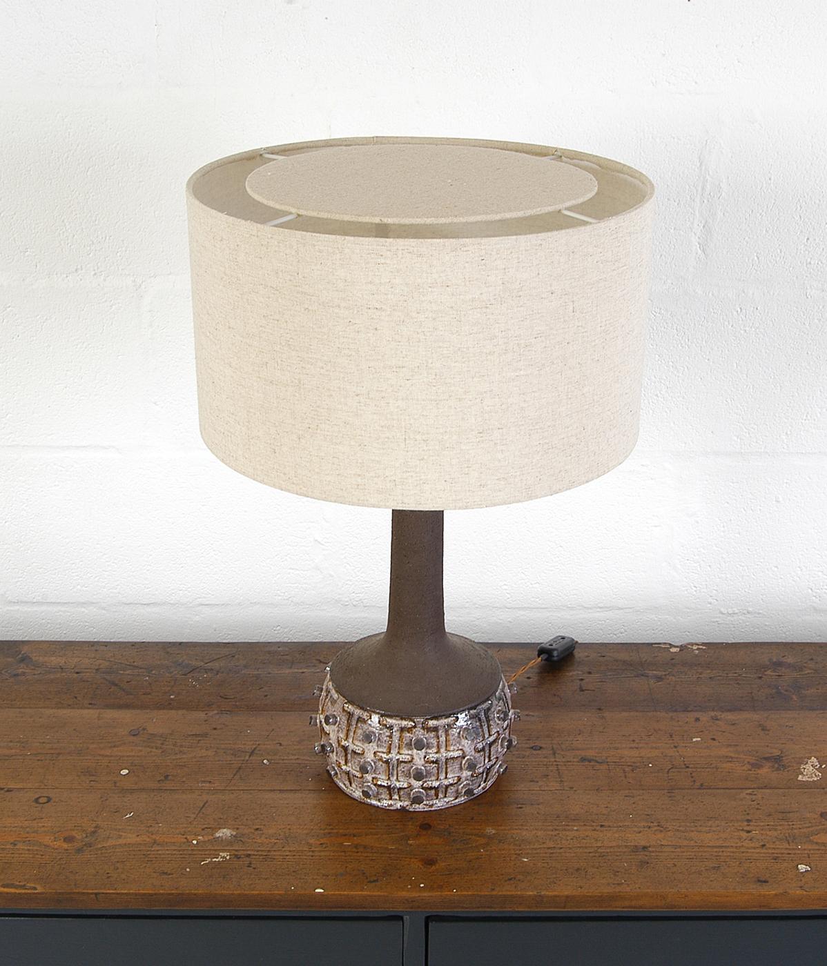 Rustic 1970s Danish Stoneware Table Lamp Designed by Jette Helleroe for Axella Design