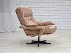 1970s, Danish swivel armchair, beige furniture fabric.