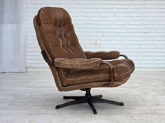 1970s, Danish swivel armchair, brown furniture corduroy.