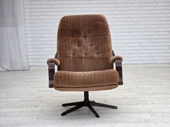 1970s, Danish swivel armchair, furniture corduroy, dark beech wood.