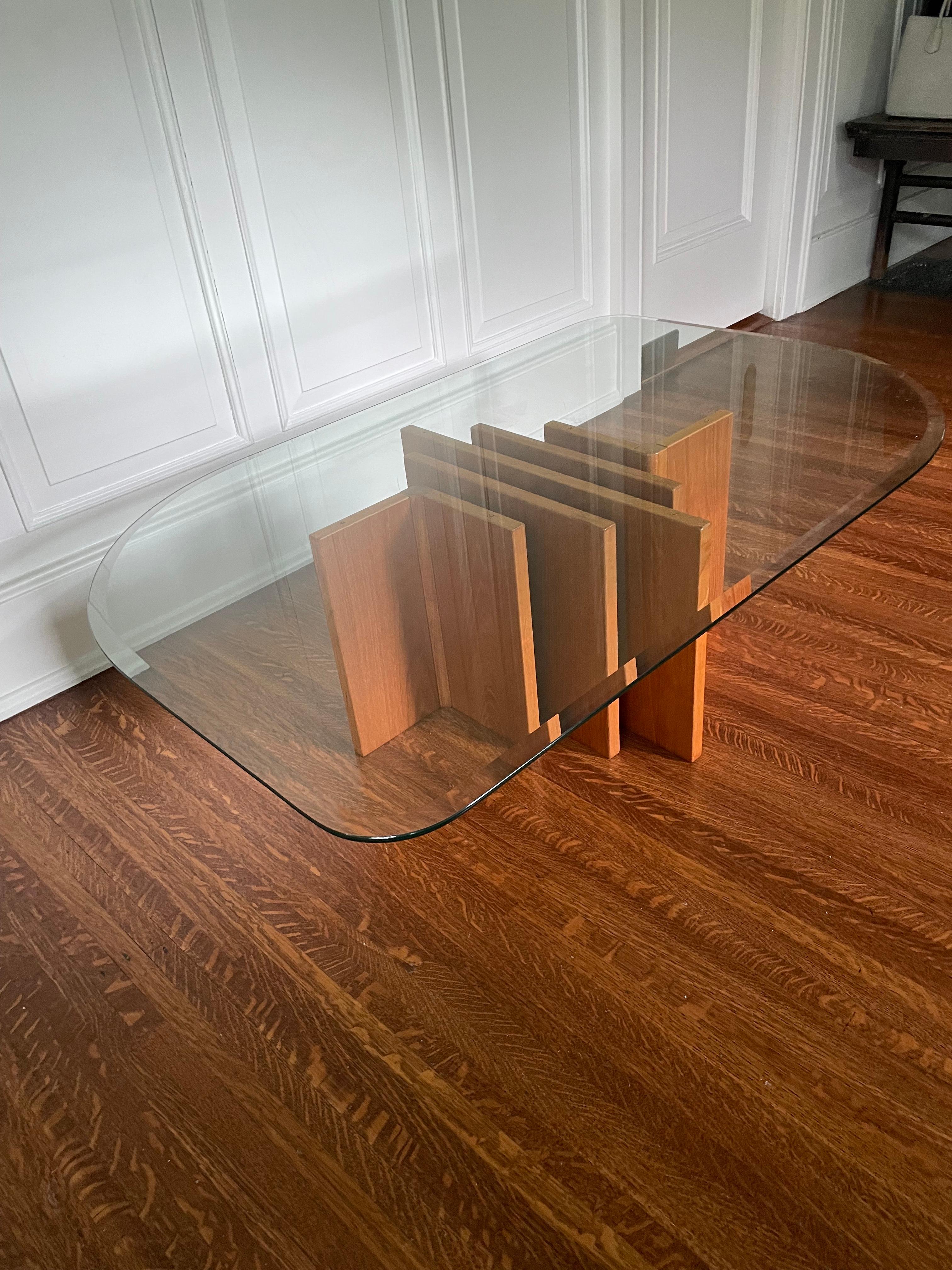 Beveled 1970s Danish Teak Coffee Table in the Style of Gustav Gaarde