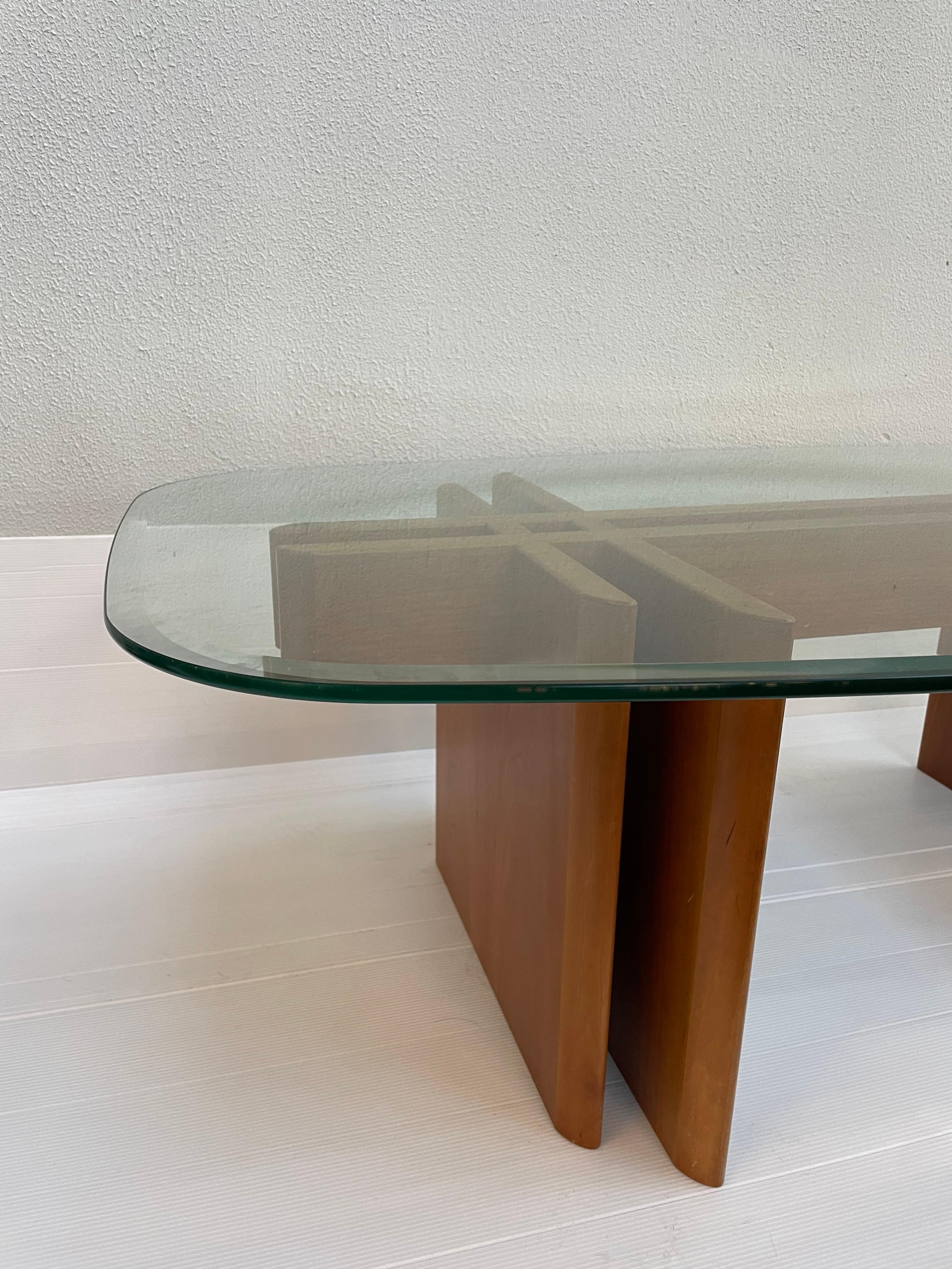 1970s Danish Teak Glass Coffee Table by Gustav Gaarde for Trekanten Hestbaek In Good Condition In Philadelphia, PA