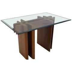 Table d'appoint haute danoise des années 1970 à plateau en teck et verre Gustav Gaarde pour Trekanten Hestbæk