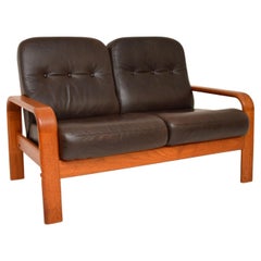 1970's Danish Teak & Leather Two Seat Sofa