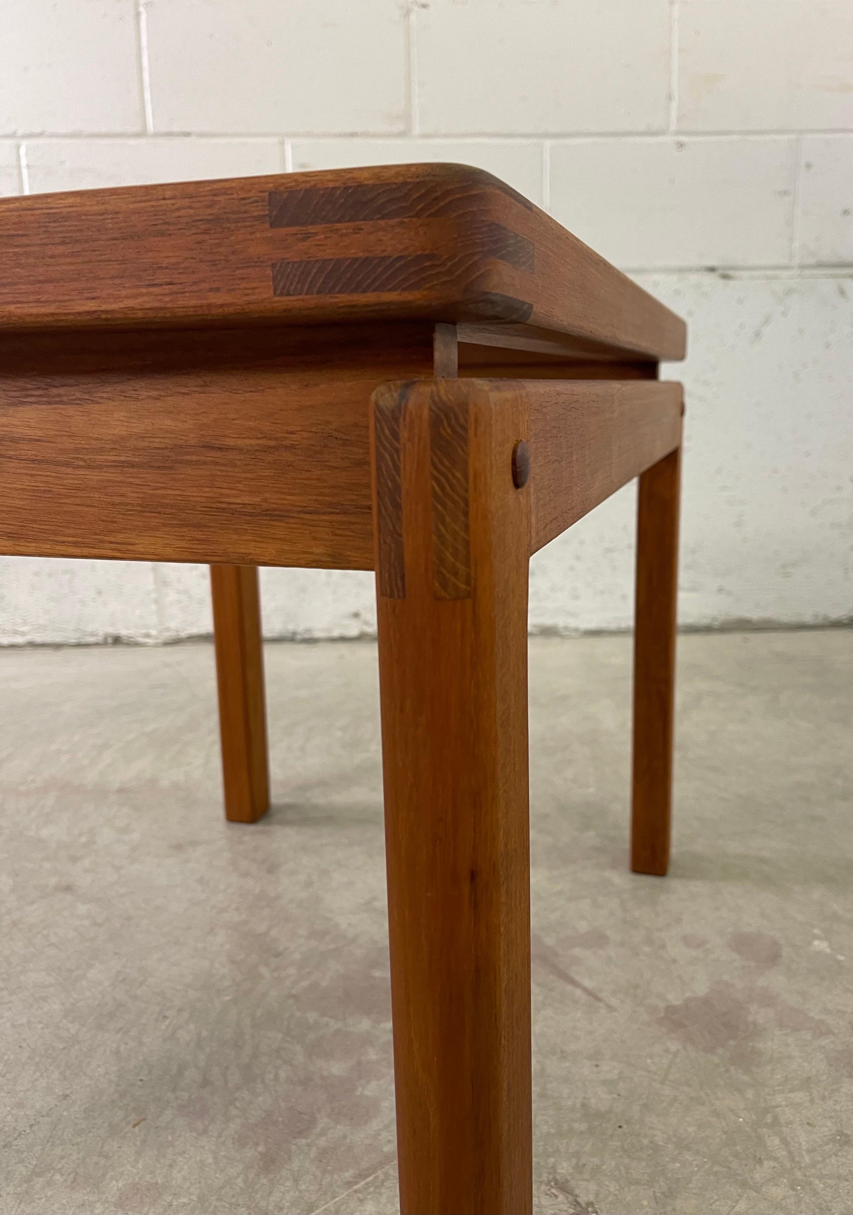 1970s Danish Teak Side Table Smoked Glass Top In Good Condition For Sale In Amherst, NH