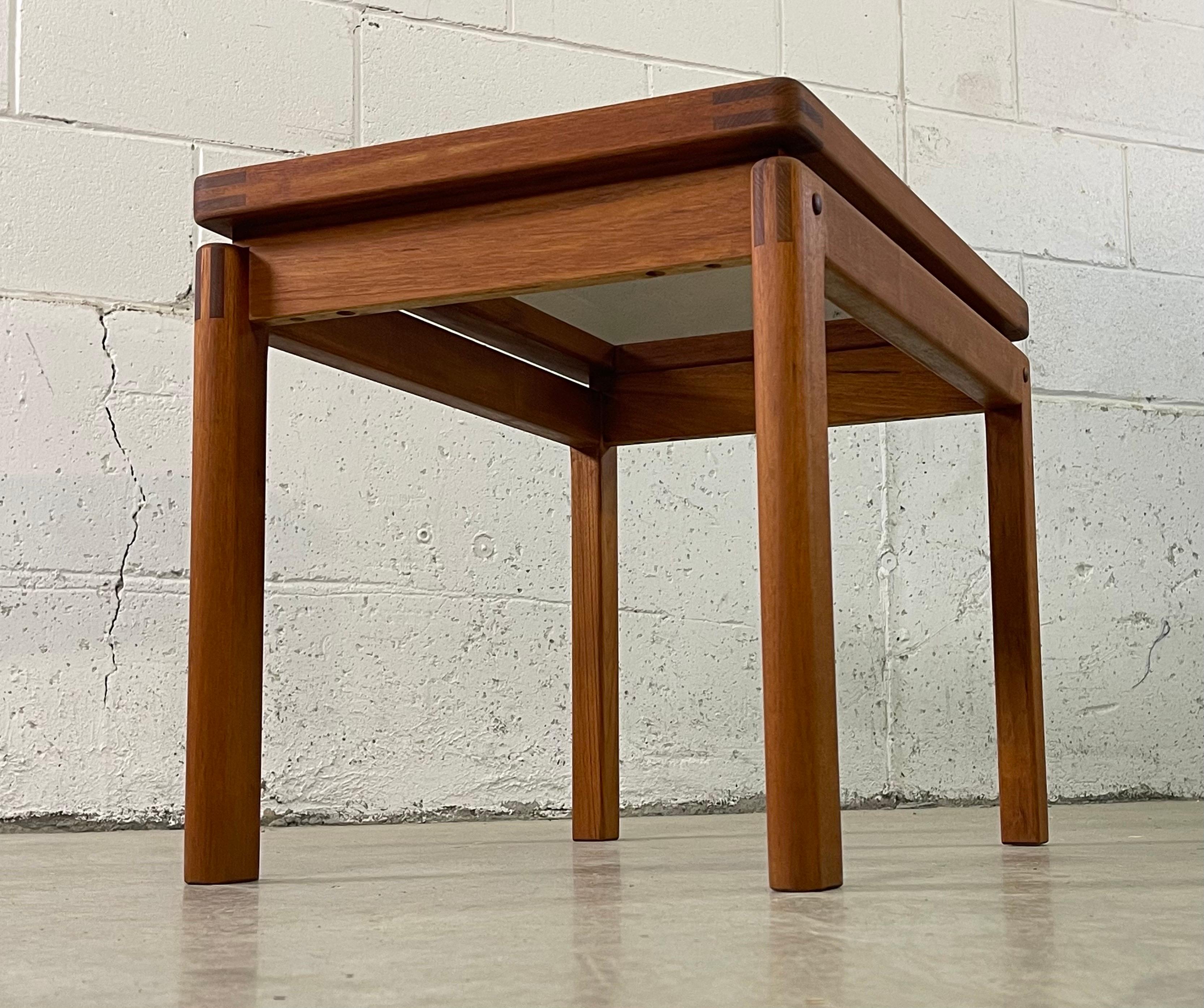 20th Century 1970s Danish Teak Side Table Smoked Glass Top For Sale