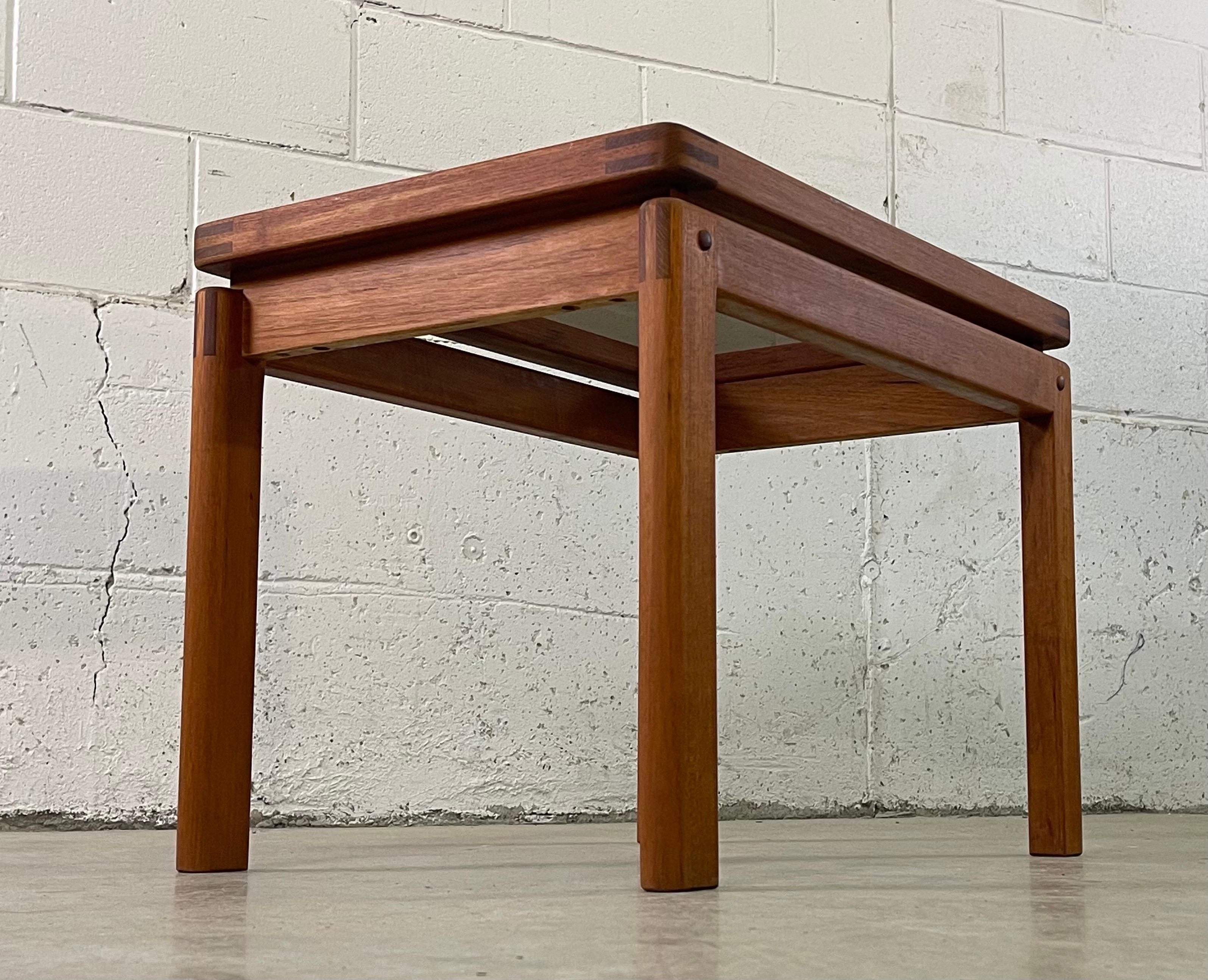 1970s Danish Teak Side Table Smoked Glass Top For Sale 1